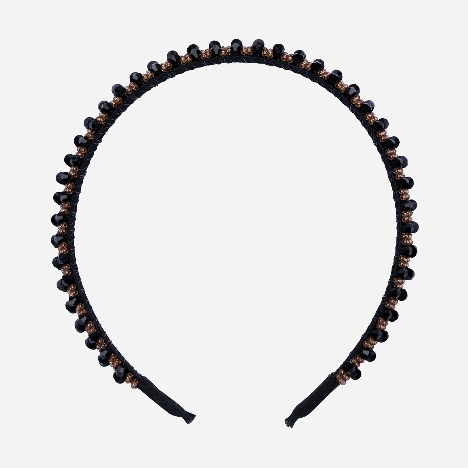 Svart diadem, facetterade plaspärlor - 13 mm