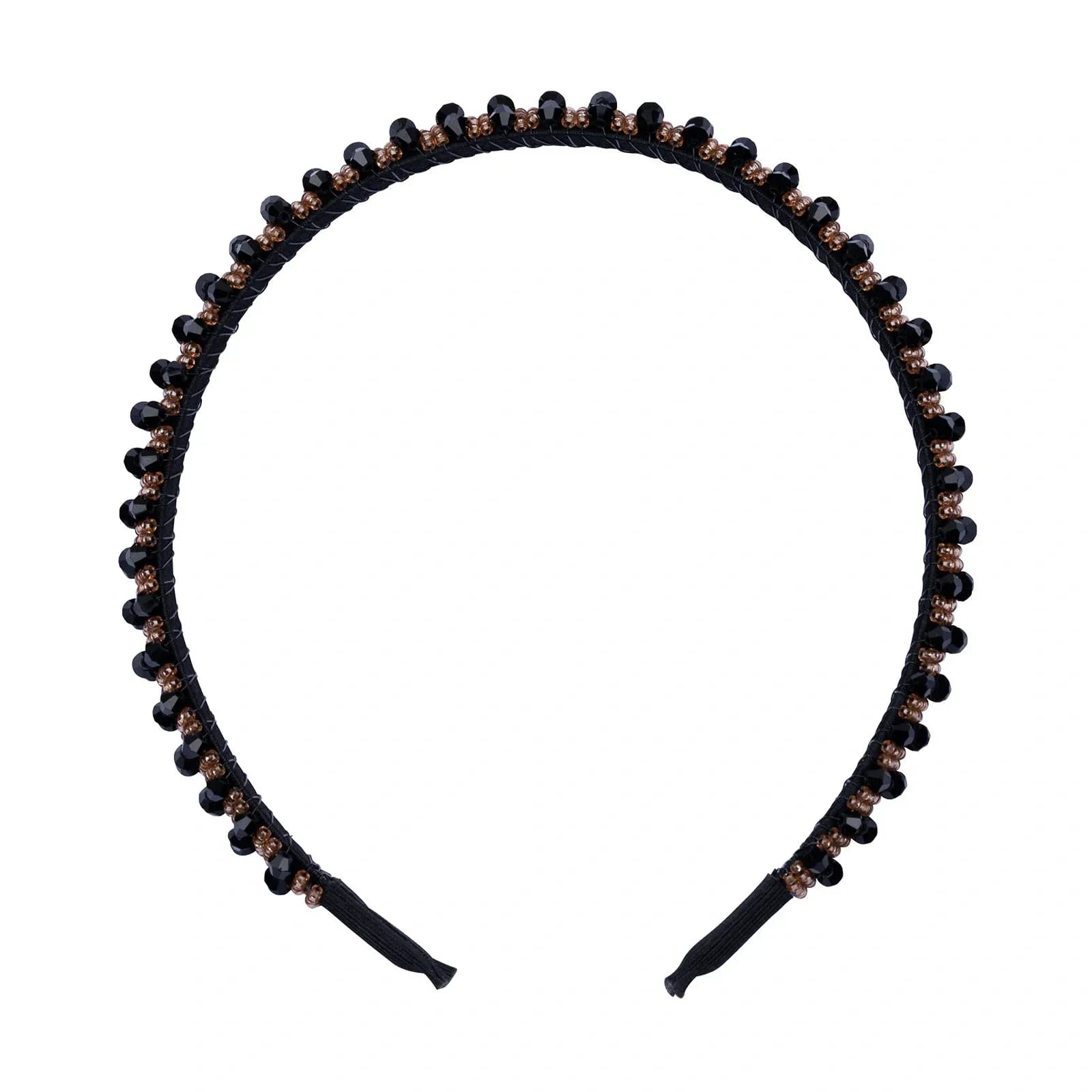 Svart diadem, facetterade plaspärlor - 13 mm