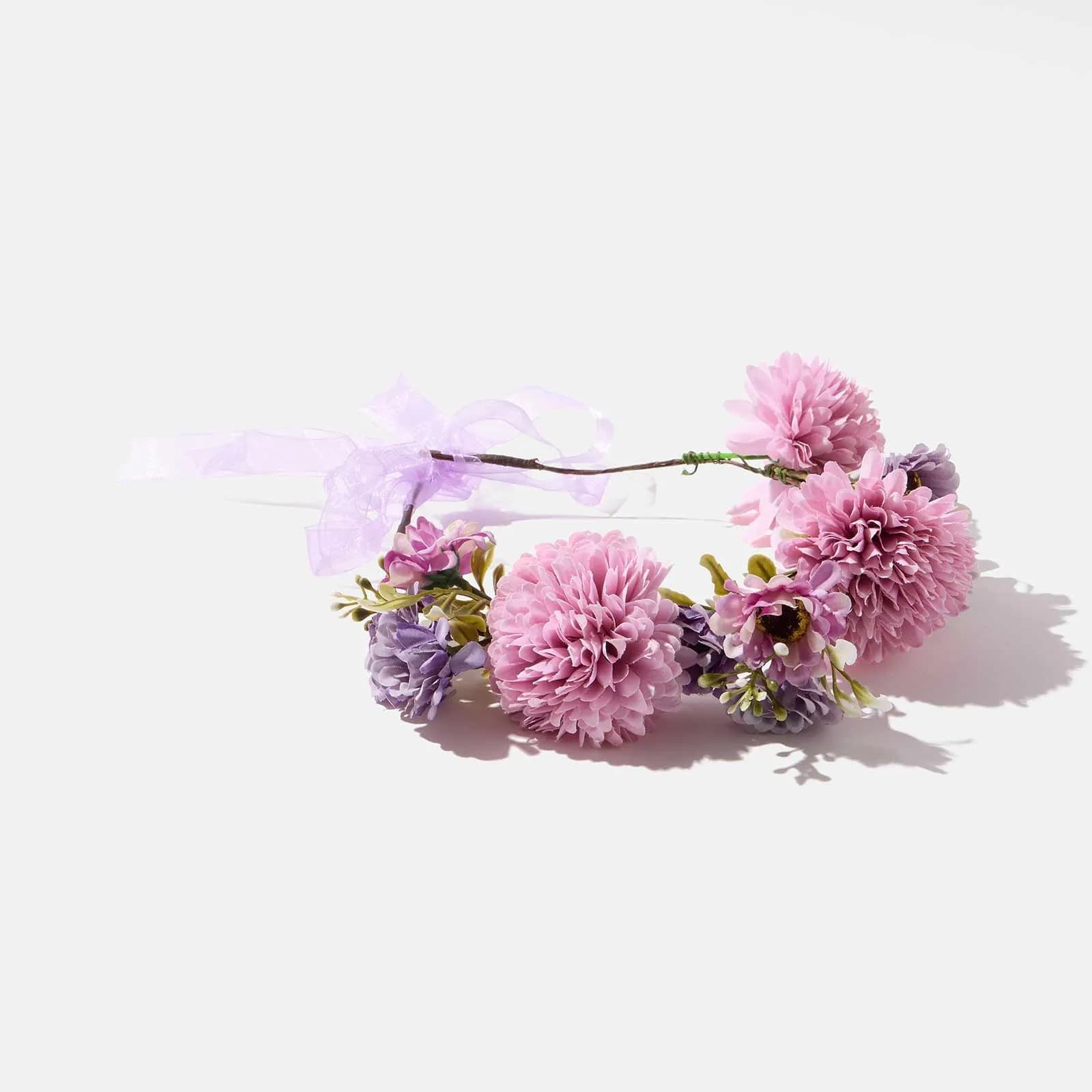 Hårkrans - blandade rosa/lila blommor 1