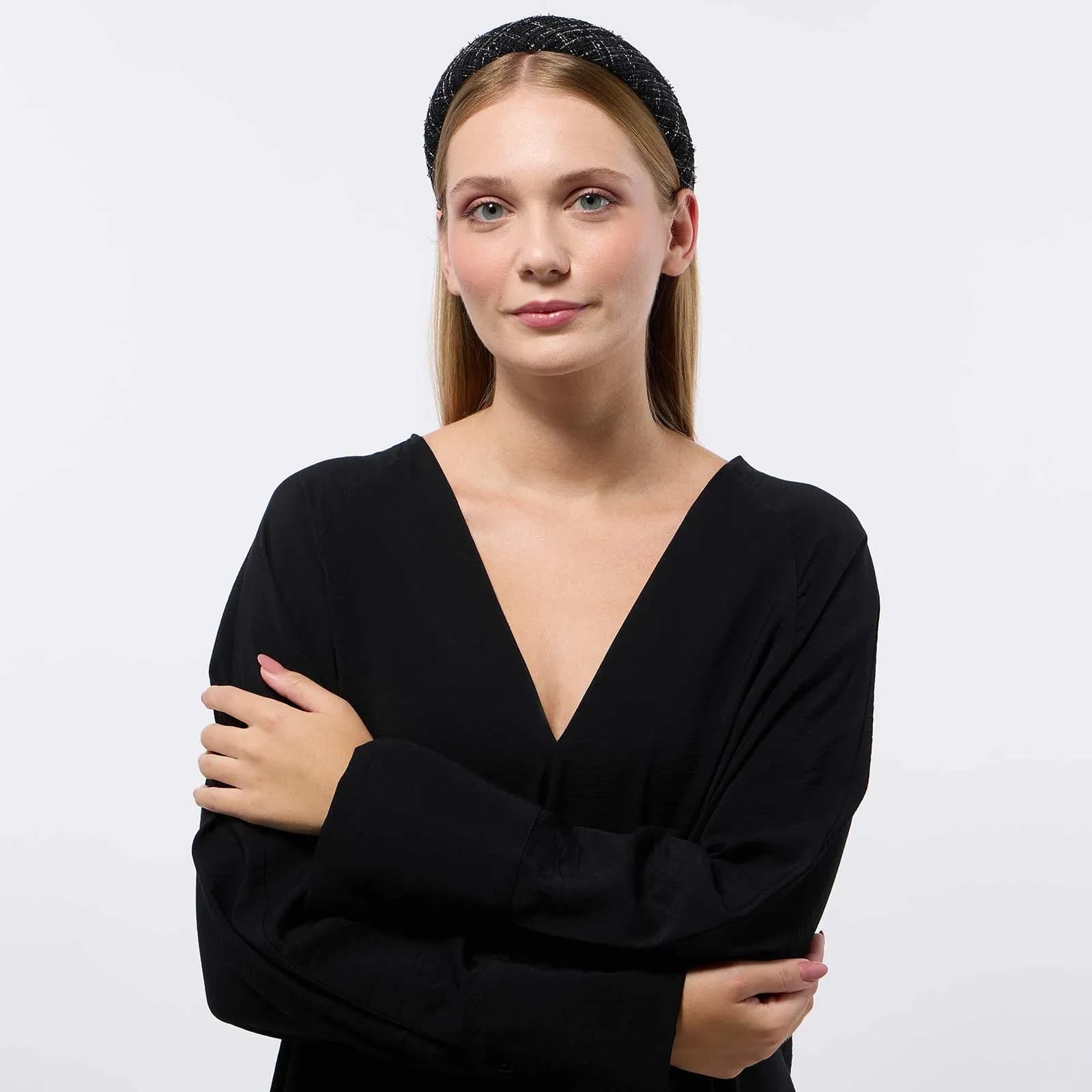 Vadderat diadem svart Tweed 3