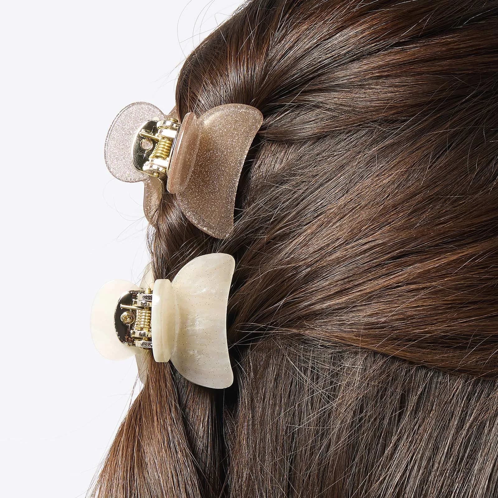 Tvåpack hårklämmor brun/beige - 35mm 2