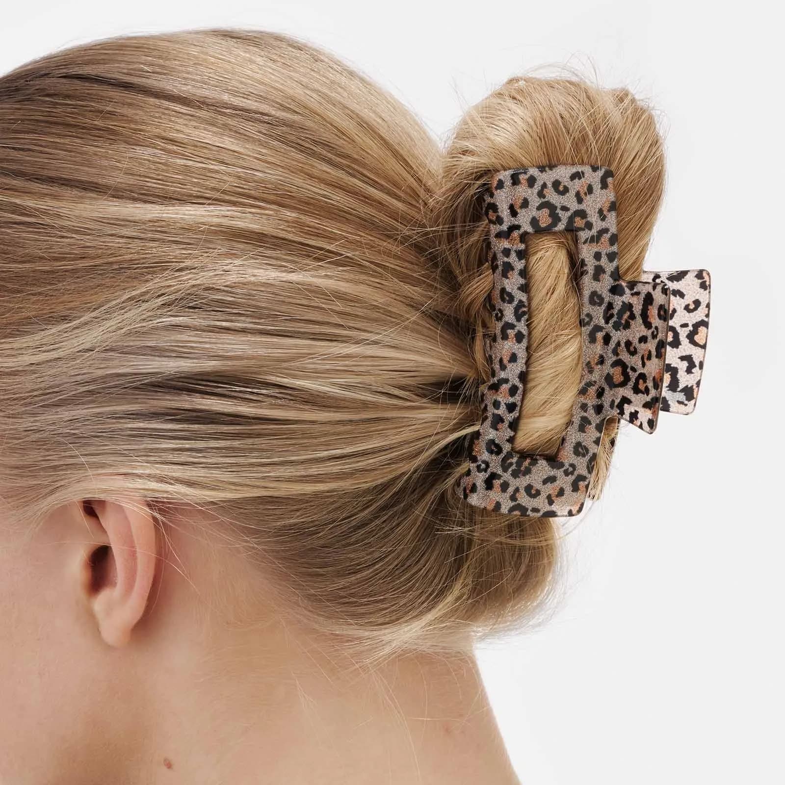 Leopardfärgad hårklämma - 10cm 2