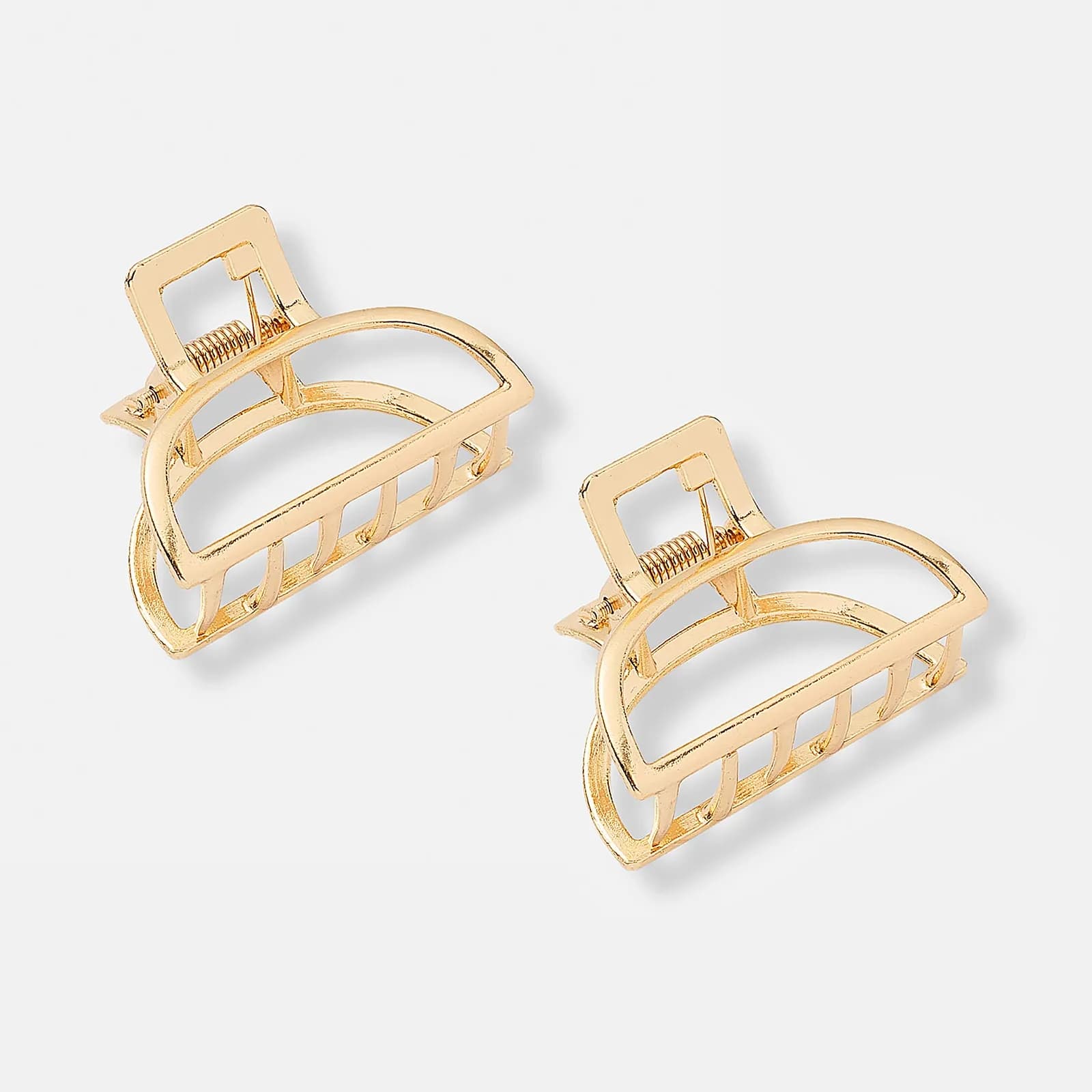 2-pack guldfärgade rundade hårklämmor - 4cm