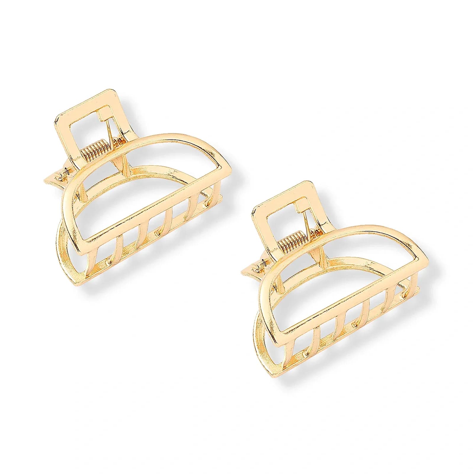 2-pack guldfärgade rundade hårklämmor - 4cm