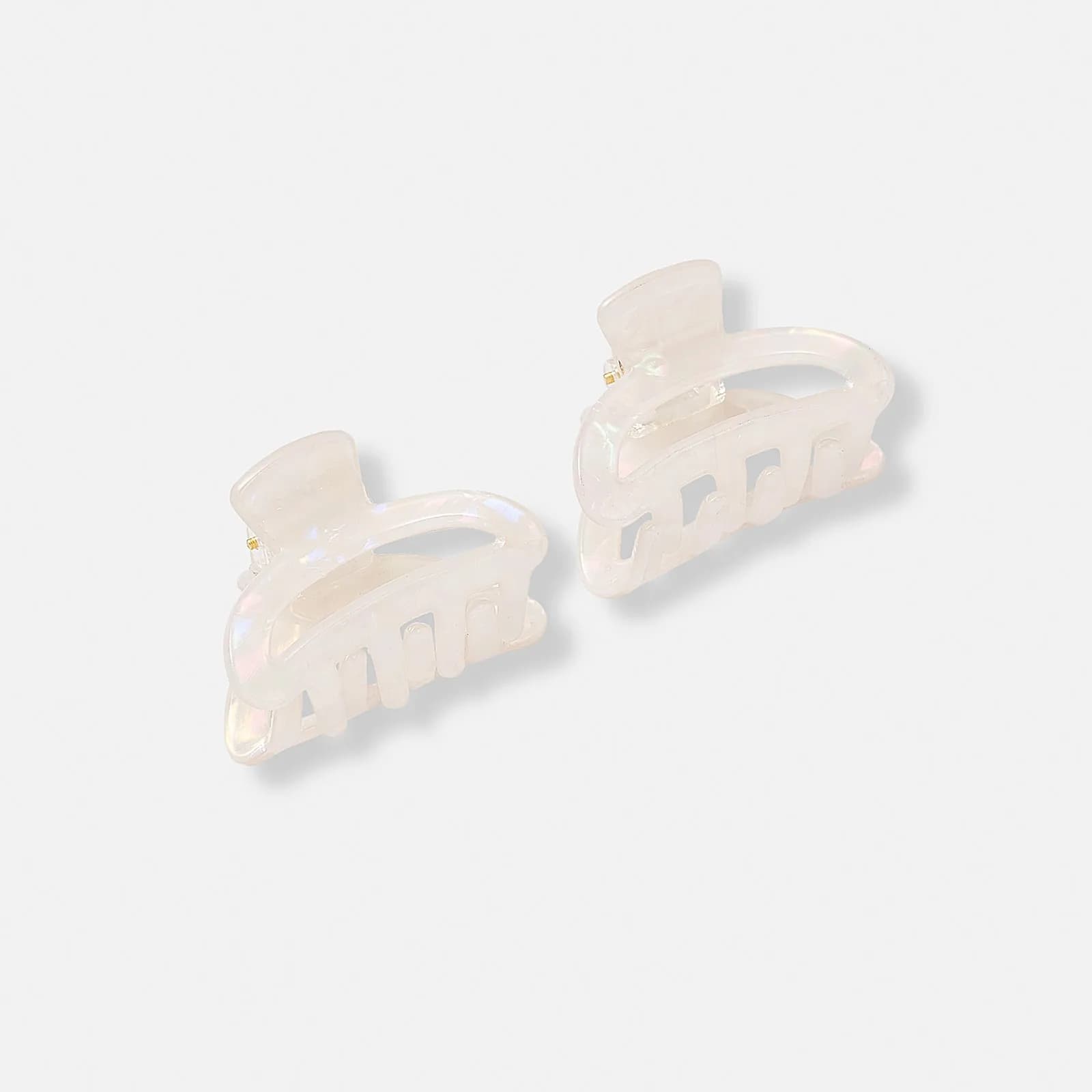 Hårklämma i vit melerad plast - 4 cm
