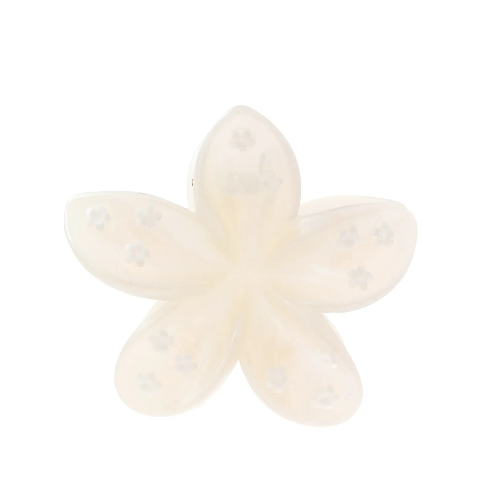 Offwhite hårklämma, blomma med blommönster - 8x8 cm 2