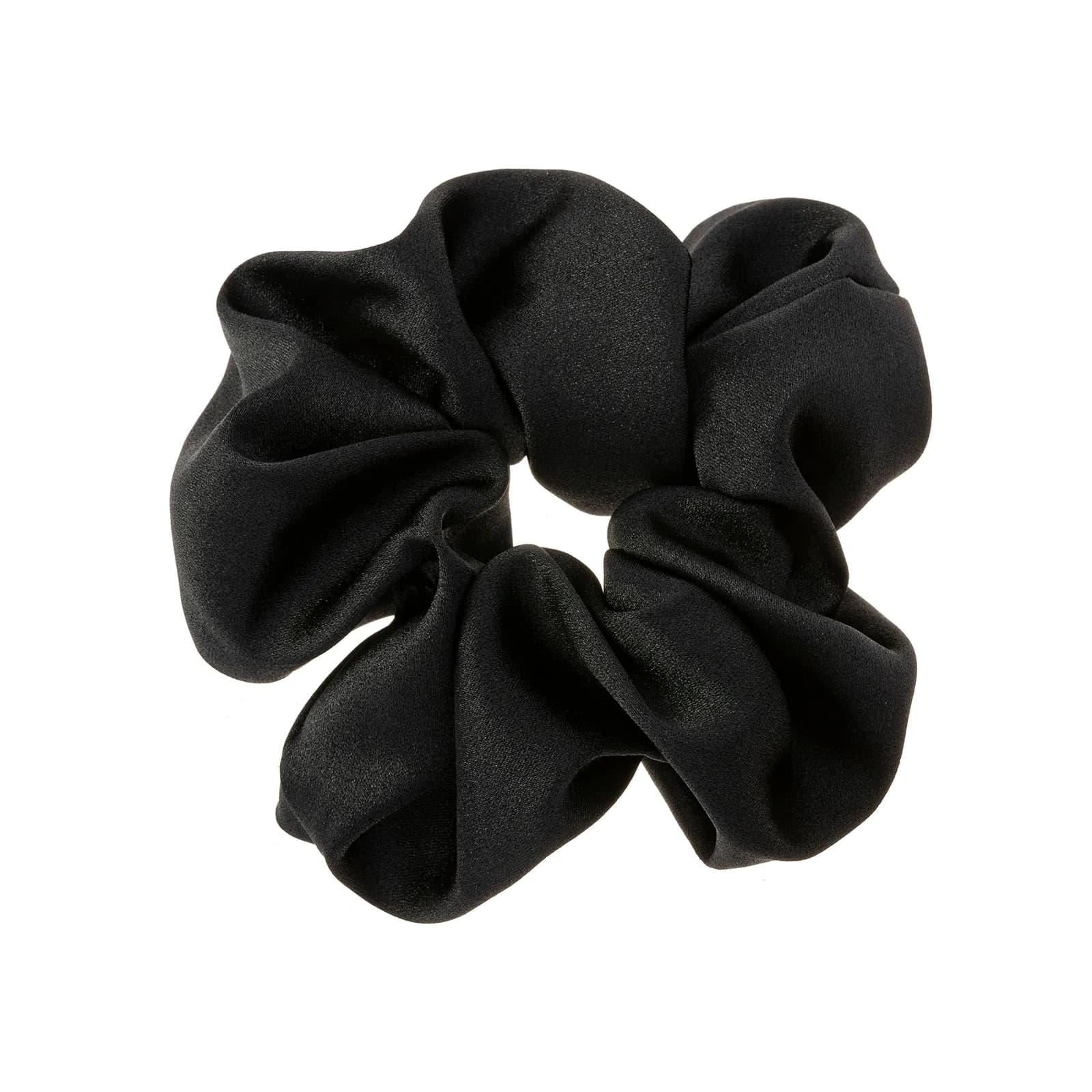 Svart hårsnodd, voluminös scrunchie i satin - 16cm