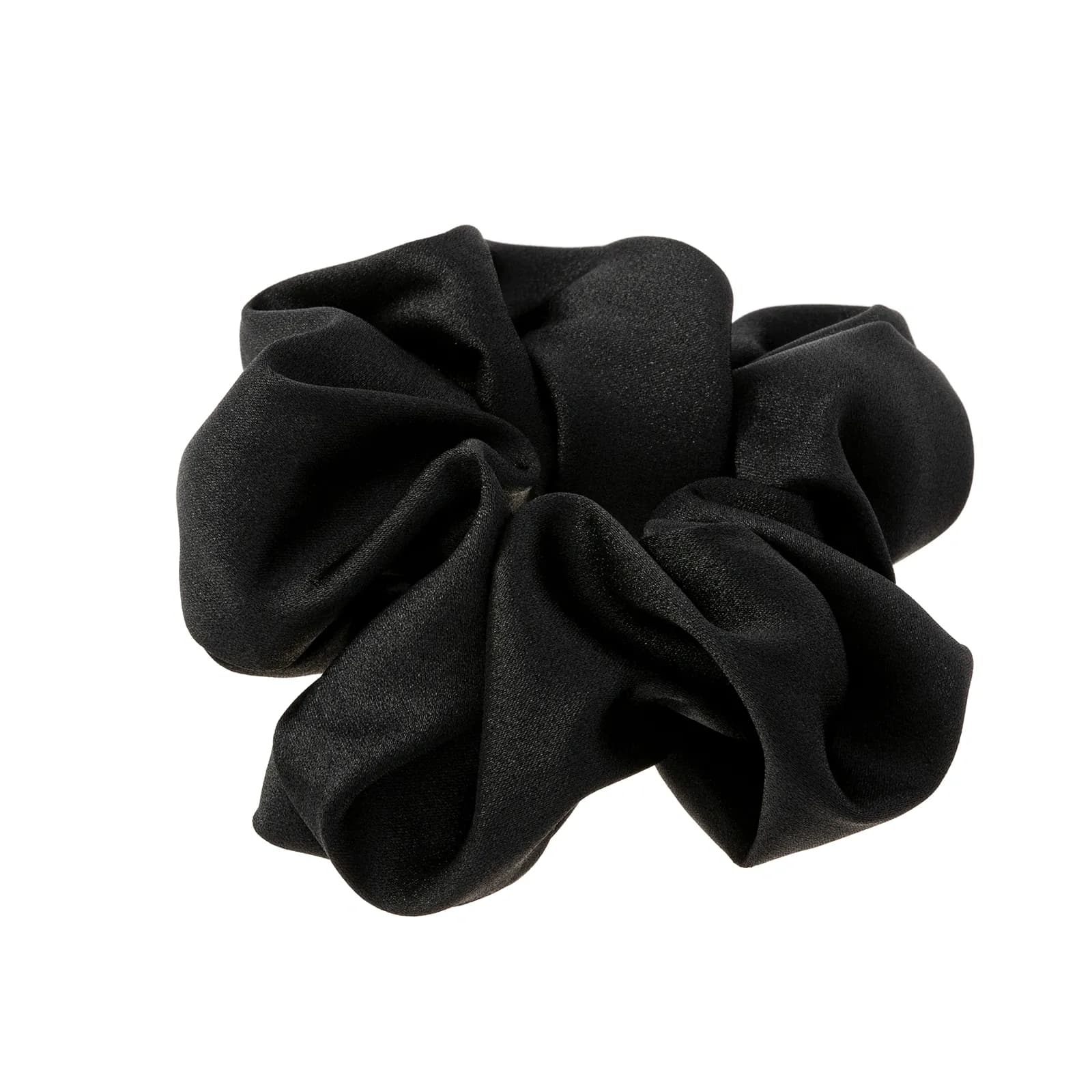 Svart hårsnodd, voluminös scrunchie i satin - 16cm 2