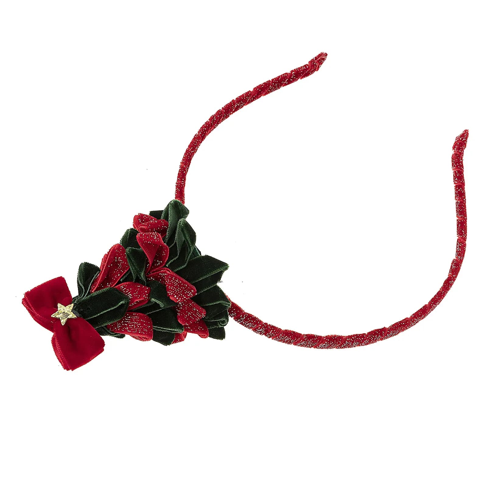 Rött diadem, julgran i sammet - 5x7 cm