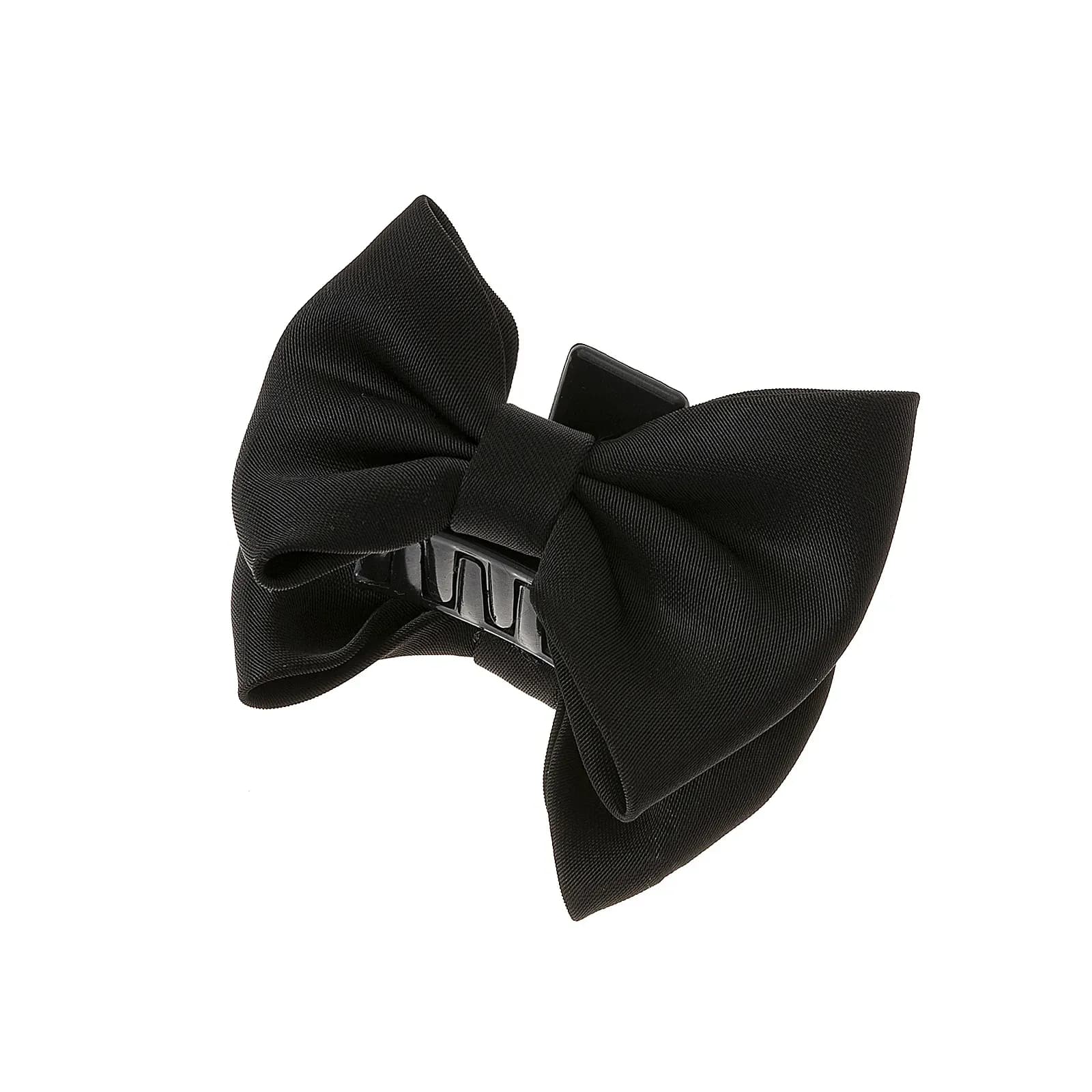Svart hårklämma, rosett ribbad textil - 6 cm