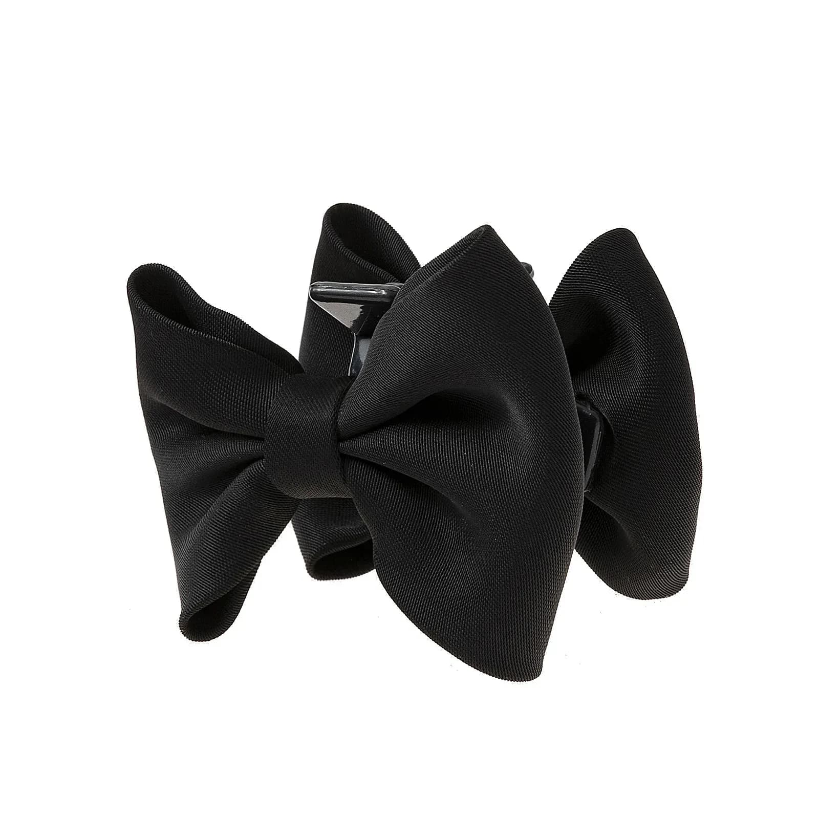Svart hårklämma, rosett ribbad textil - 6 cm 3