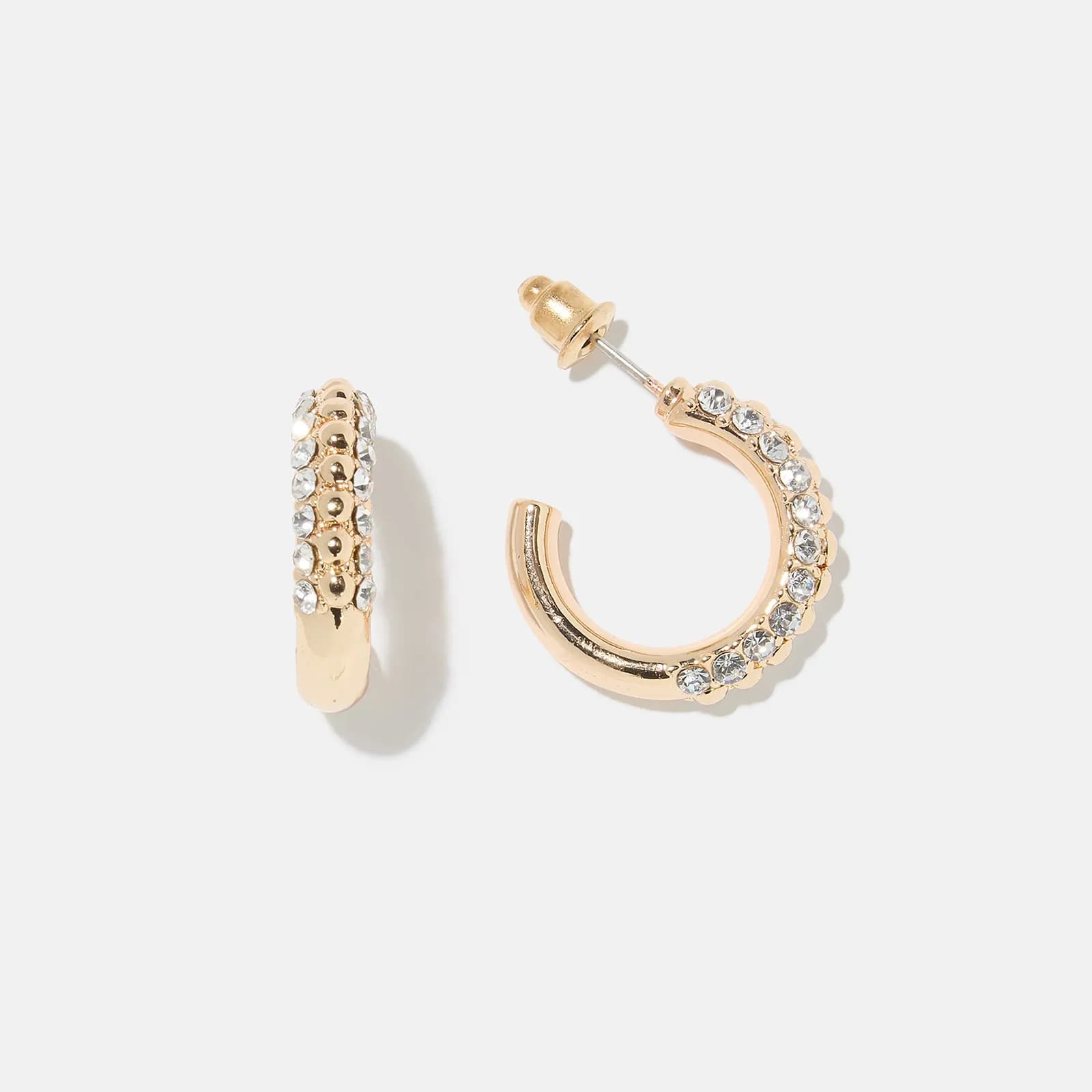 Guldfärgade hoops med stenar 19 mm