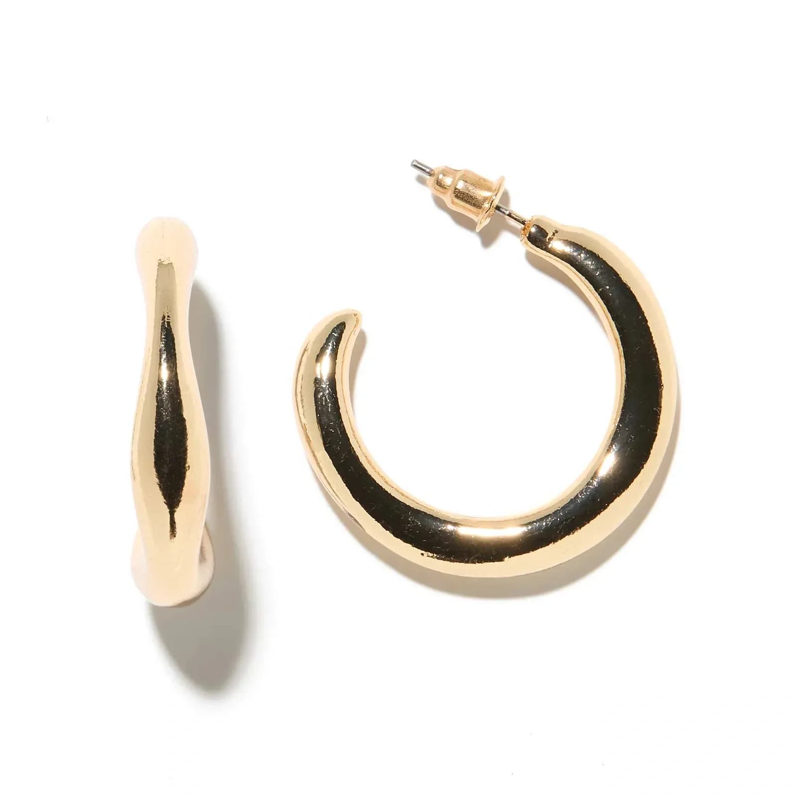 Guldfärgade örhängen -  släta hoops, 21mm