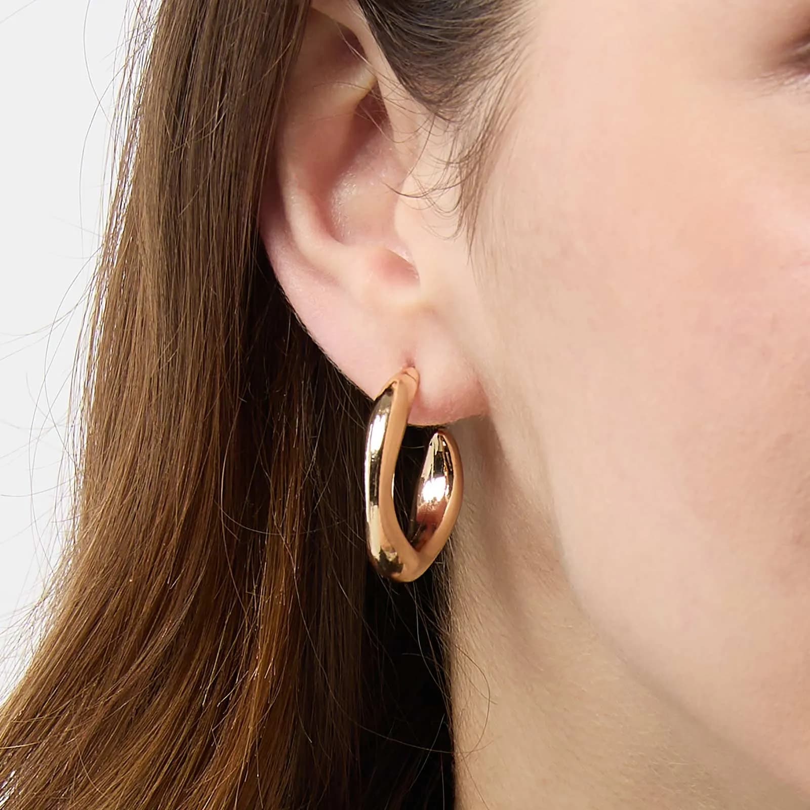 Guldfärgade örhängen -  släta hoops, 21mm 2