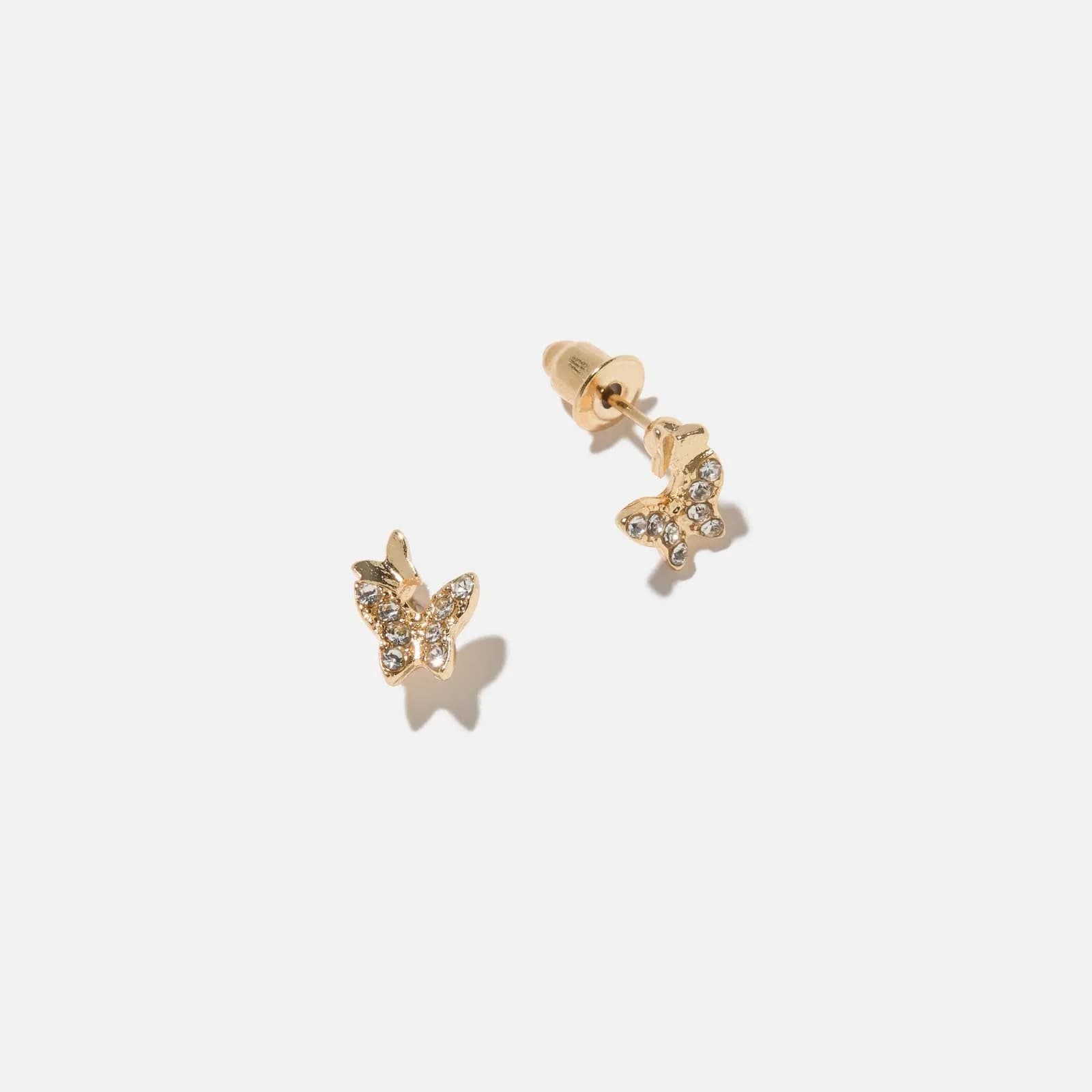 Guldfärgade örhängen - studs med fjärilar