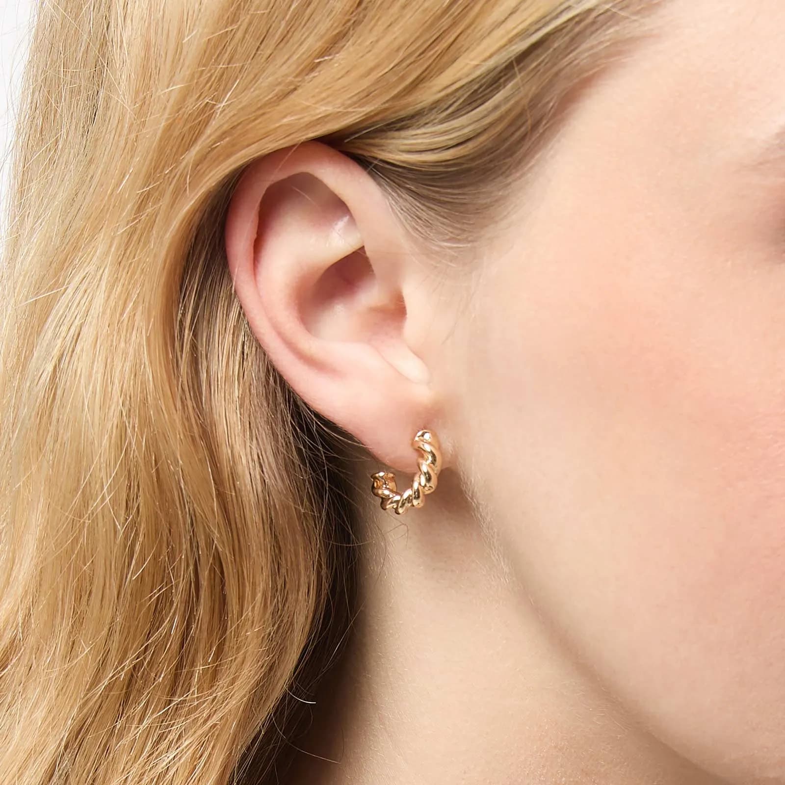 3-pack örhängen - guldfärgade hoops, 13mm 2