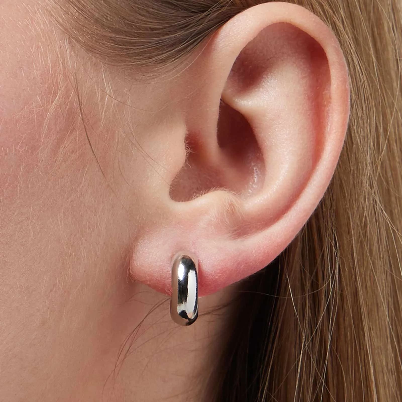 Silverfärgad örhängen, rundade hoops, 10 mm 2