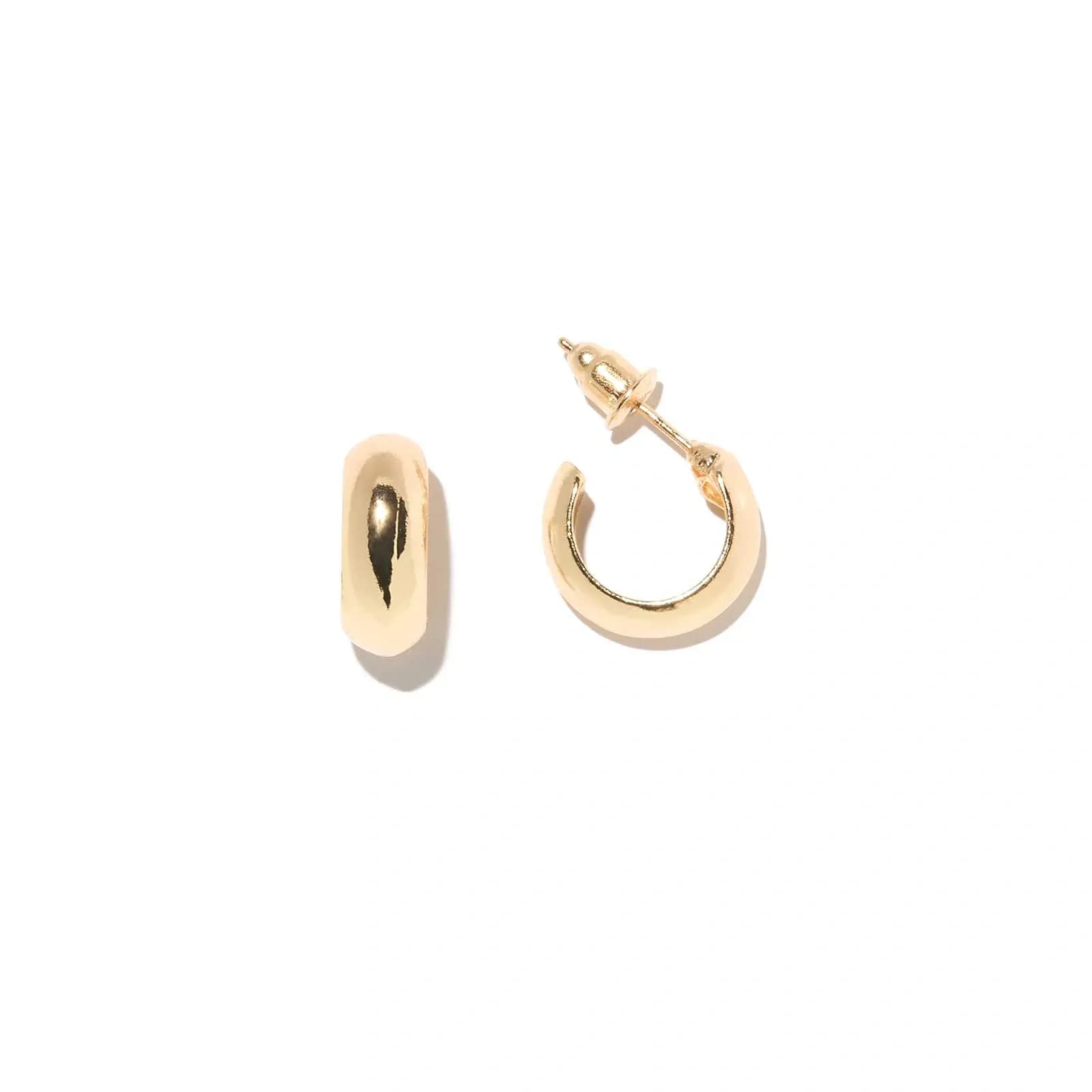 Guldfärgad örhängen, rundade hoops, 10 mm