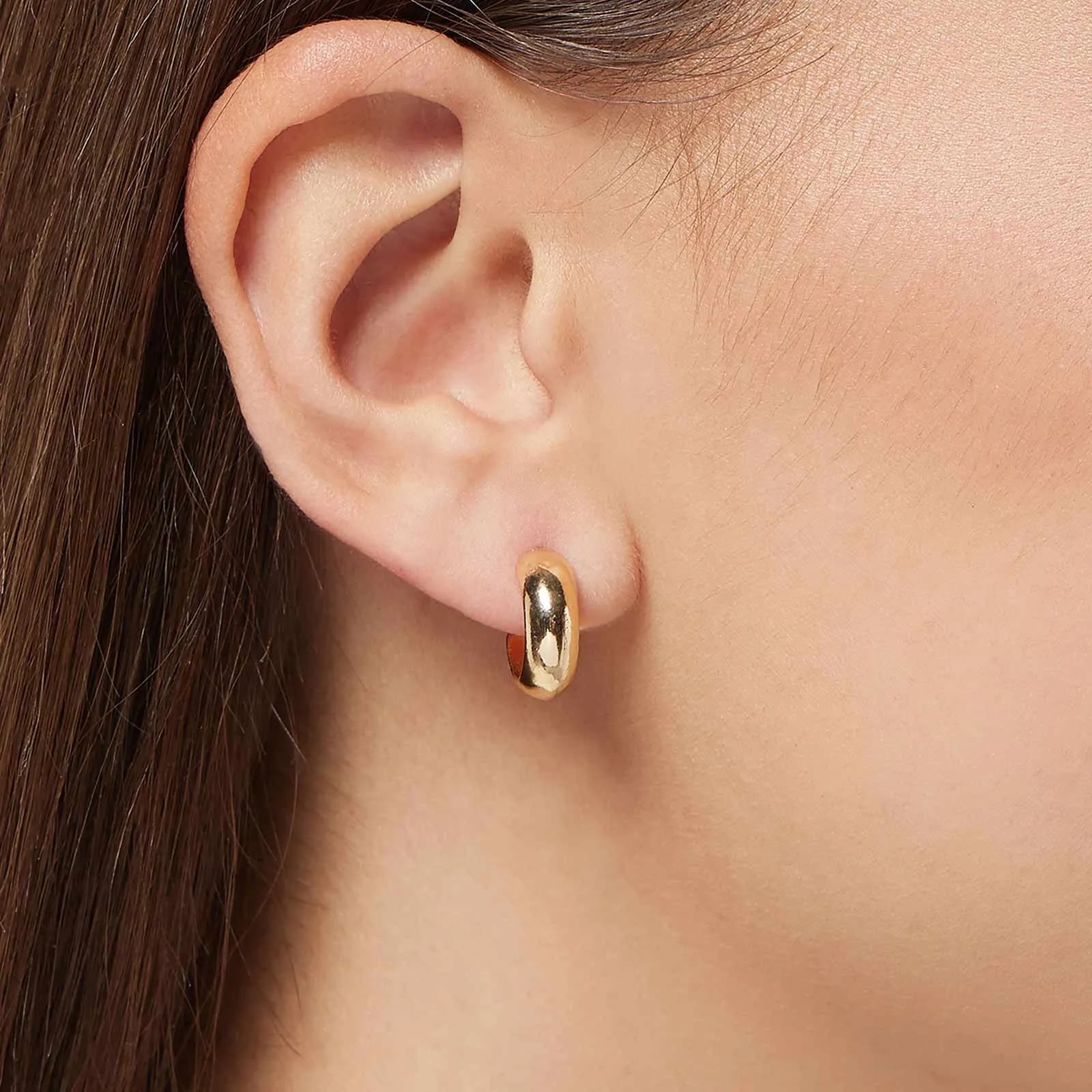 Guldfärgad örhängen, rundade hoops, 10 mm 2