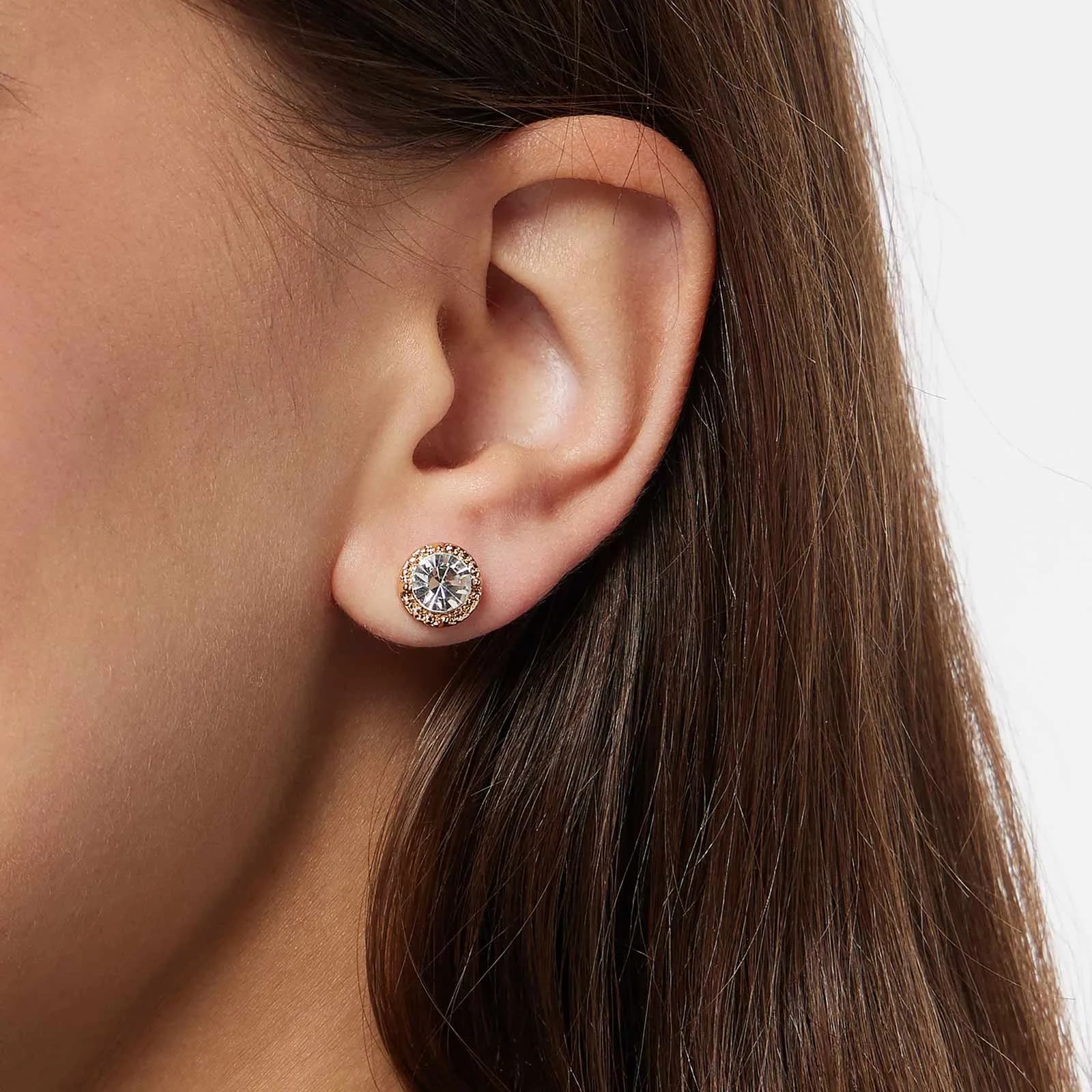 3-pack guldfärgade studs - vita stenar 2