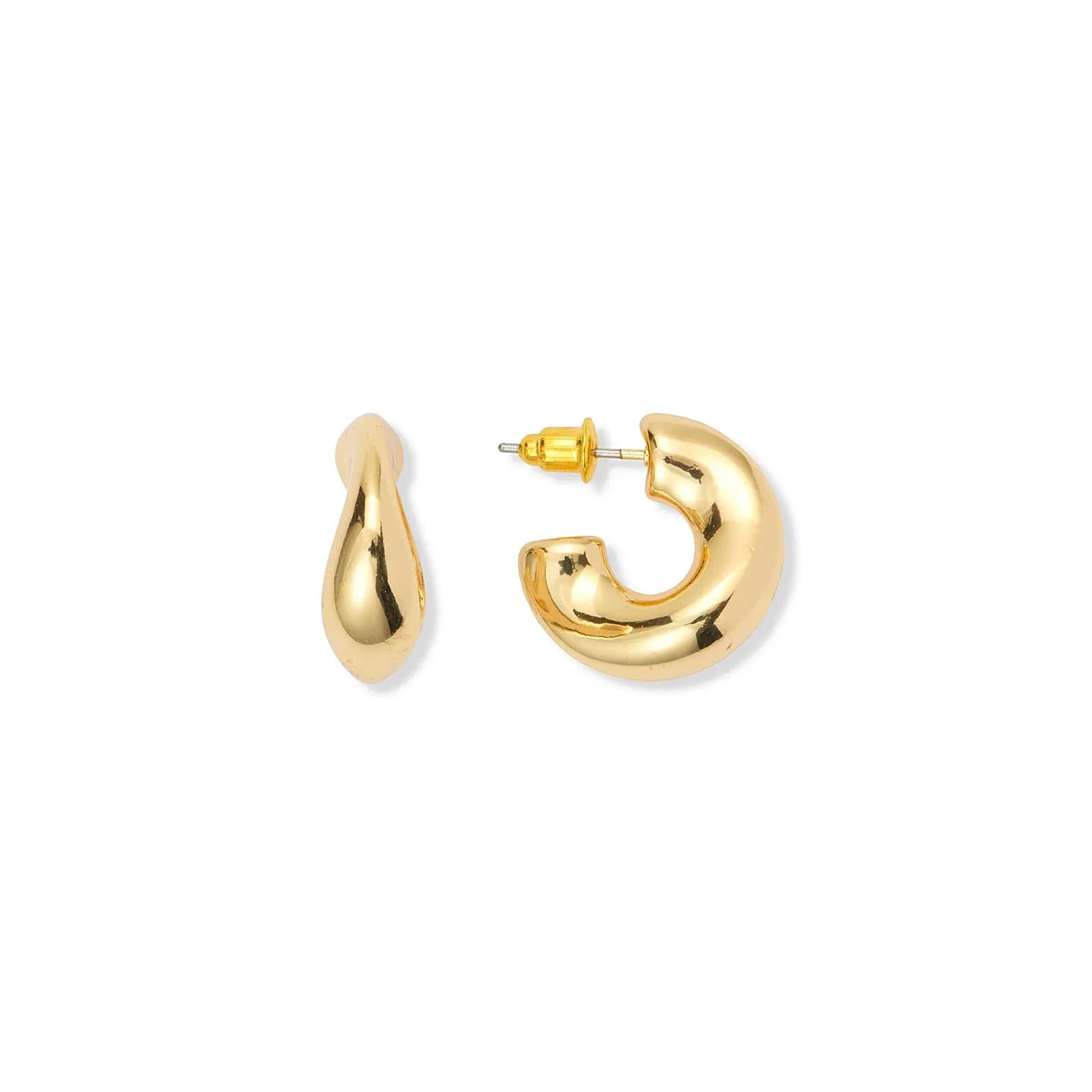 Guldfärgade örhängen, ojämna C-hoops - 20 mm
