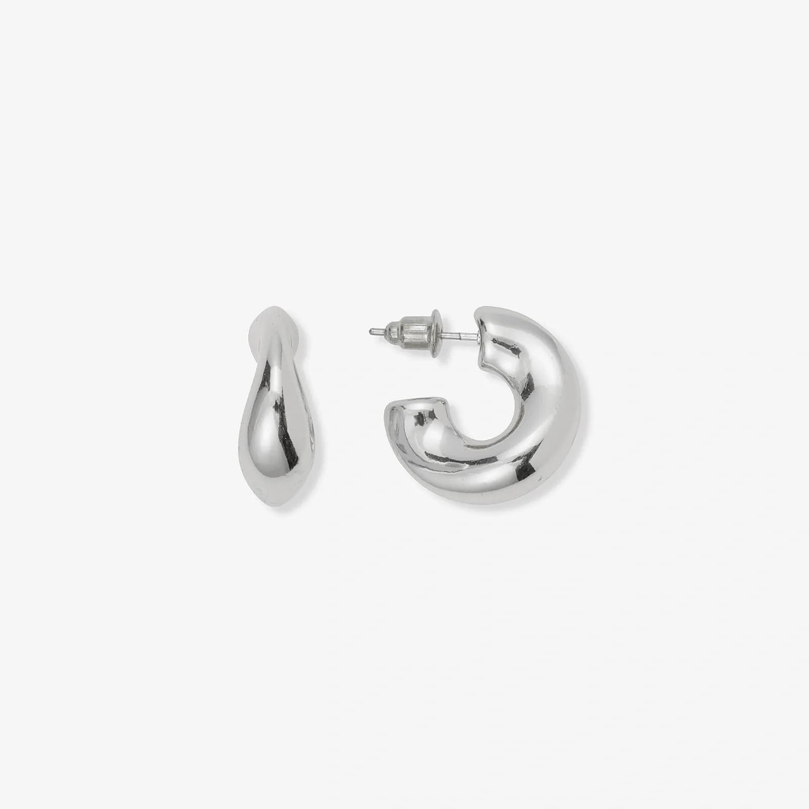 Silverfärgade örhängen, ojämna C-hoops - 20 mm