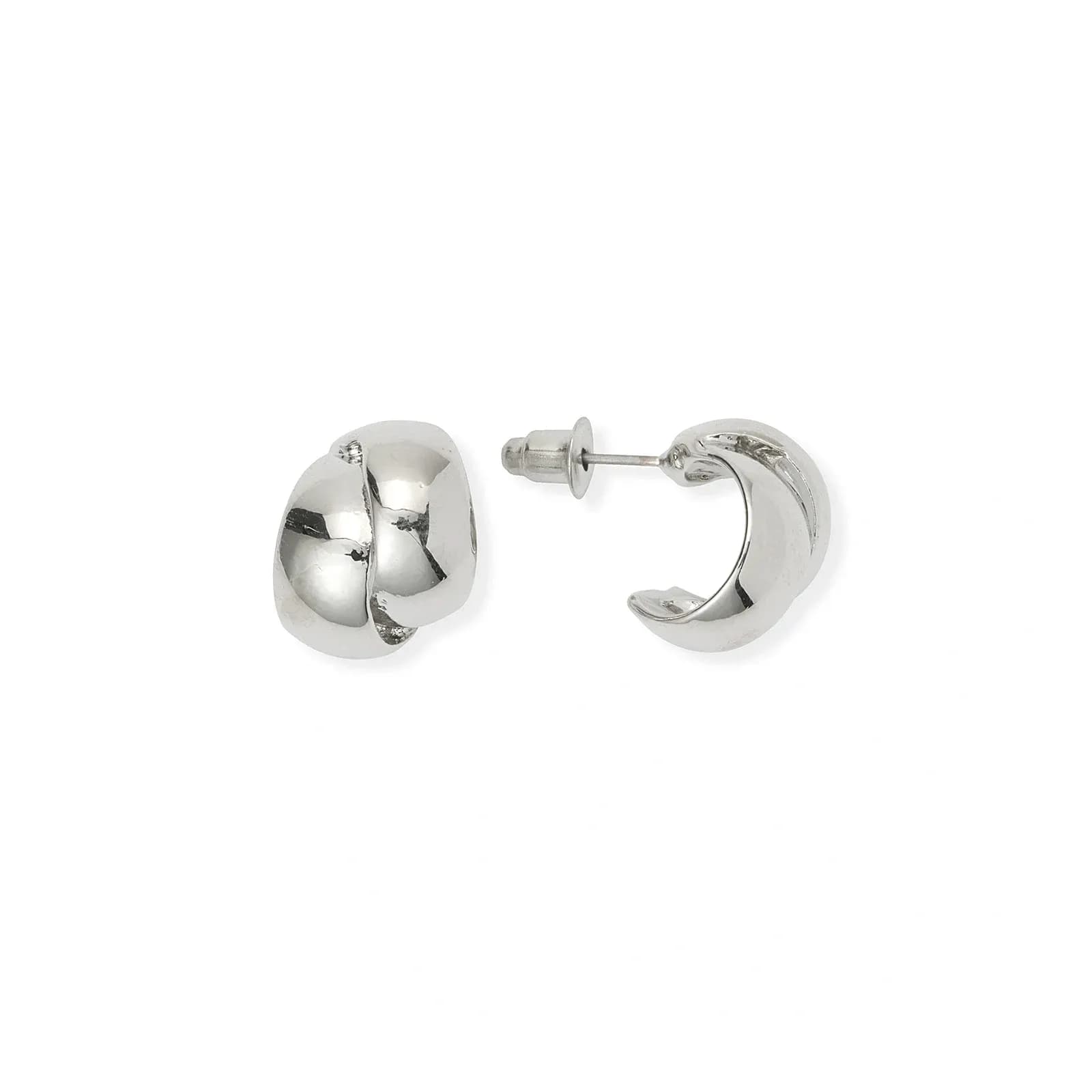Silverfärgade örhängen, bred C-hoop - 15 mm