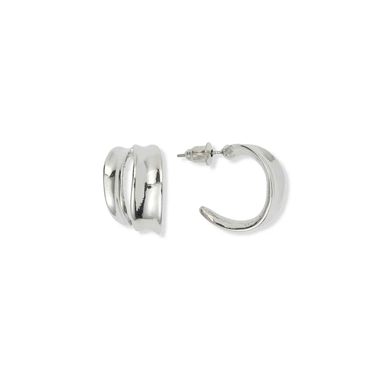 Silverfärgade örhängen, dubbla rader - 18 mm