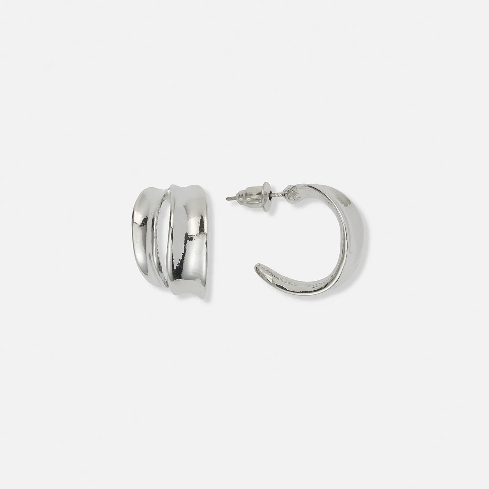 Silverfärgade örhängen, dubbla rader - 18 mm