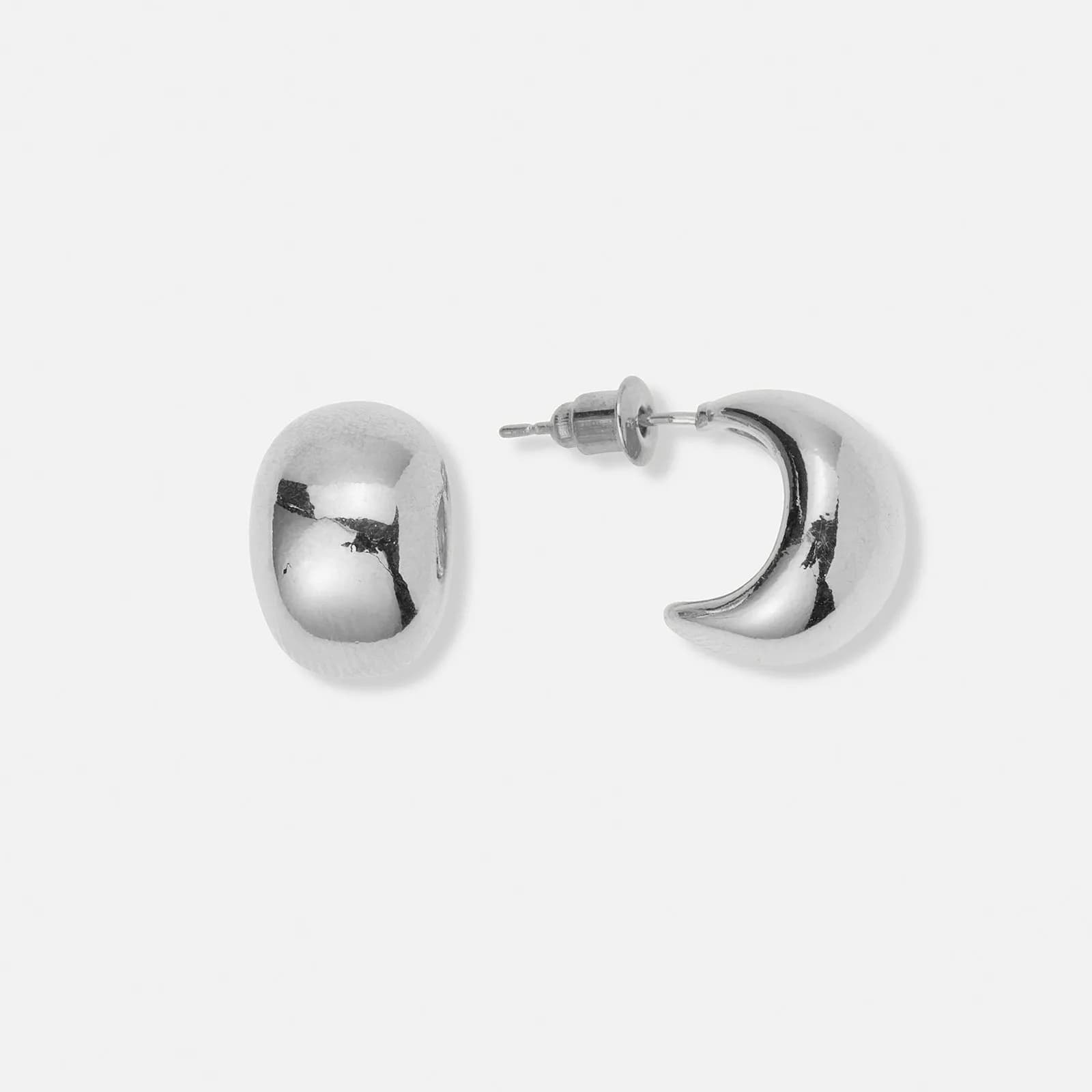 Silverfärgade örhängen, små breda hoops - 12 mm