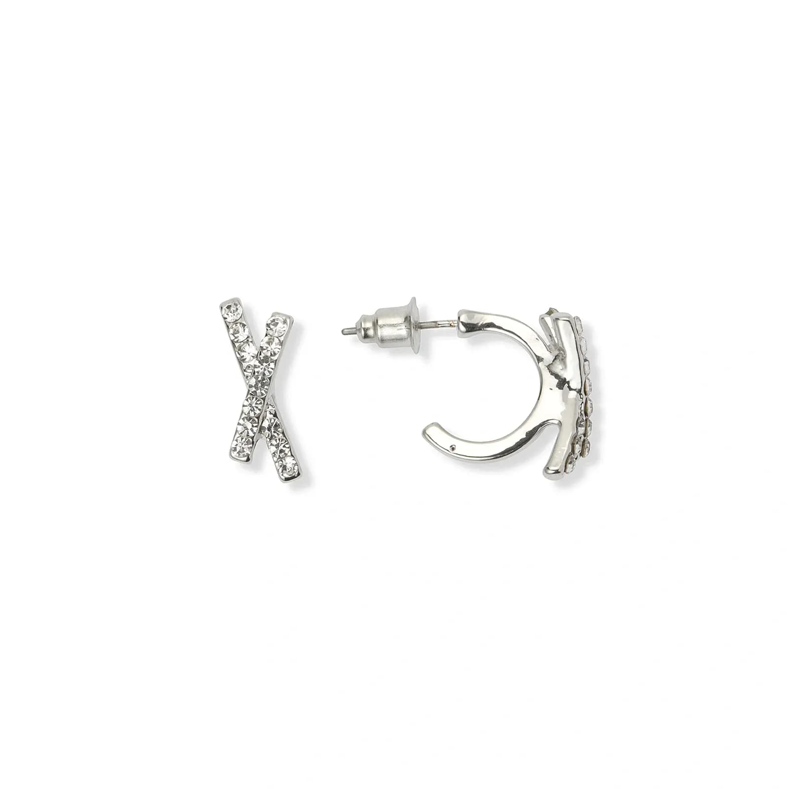 Silverfärgade örhängen, glittriga kryss - 18 mm