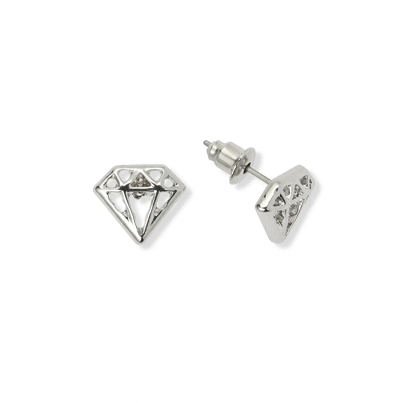 Silverfärgade örhängen, diamantform - 9 mm