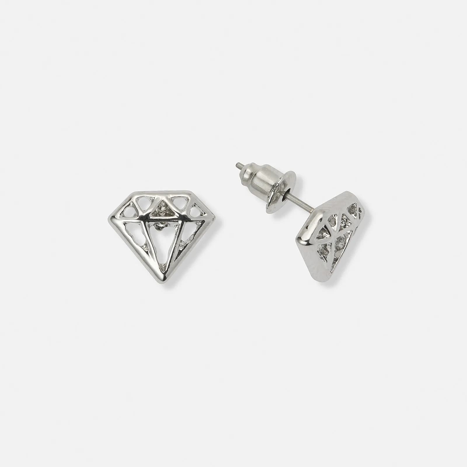 Silverfärgade örhängen, diamantform - 9 mm