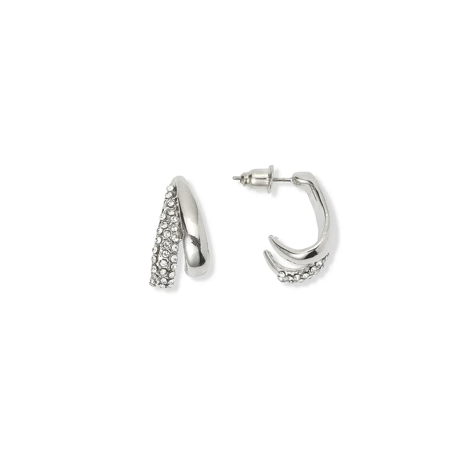 Silverfärgade örhängen, stenar och slät - 20 mm