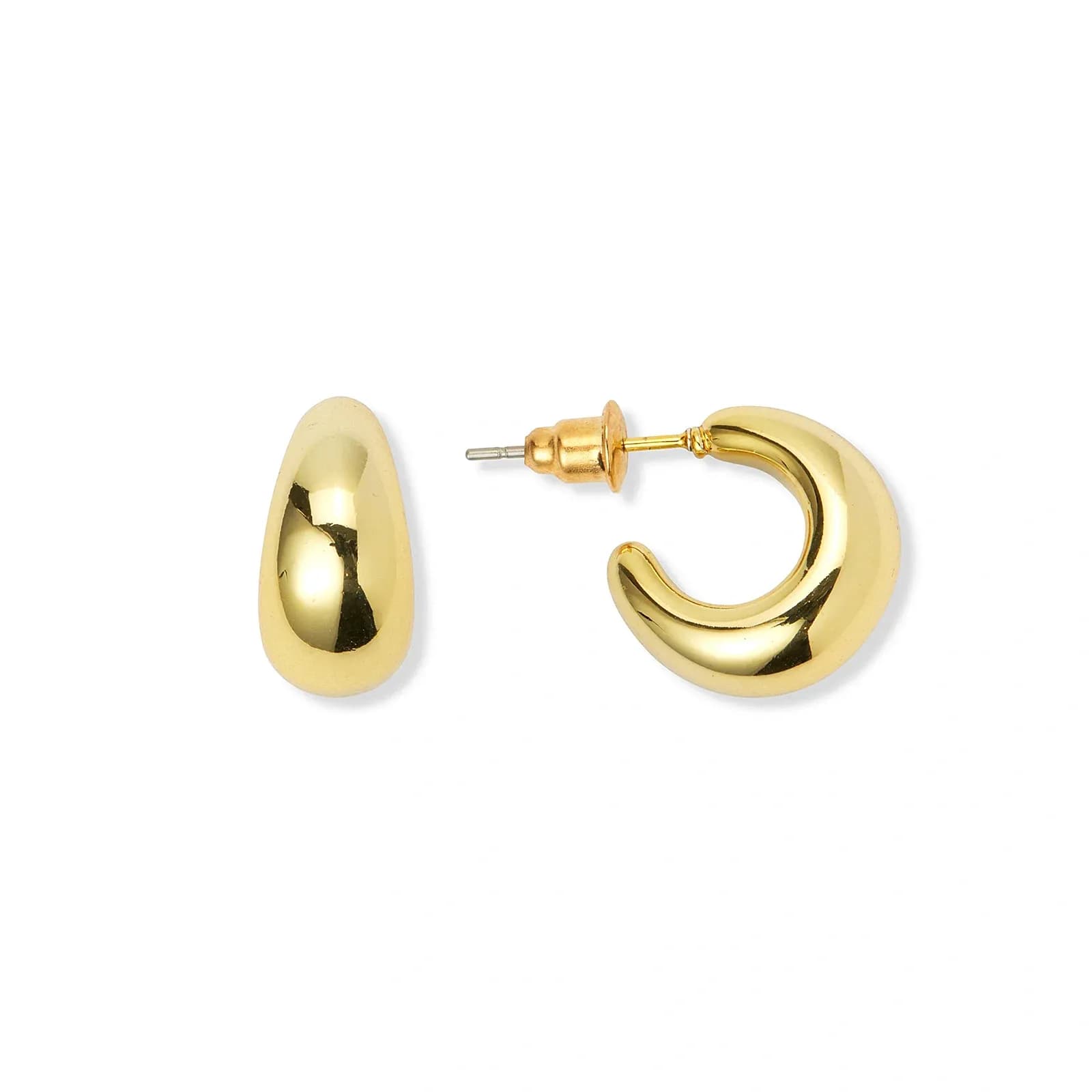 Guldfärgade örhängen, docerade hoops - 15 mm