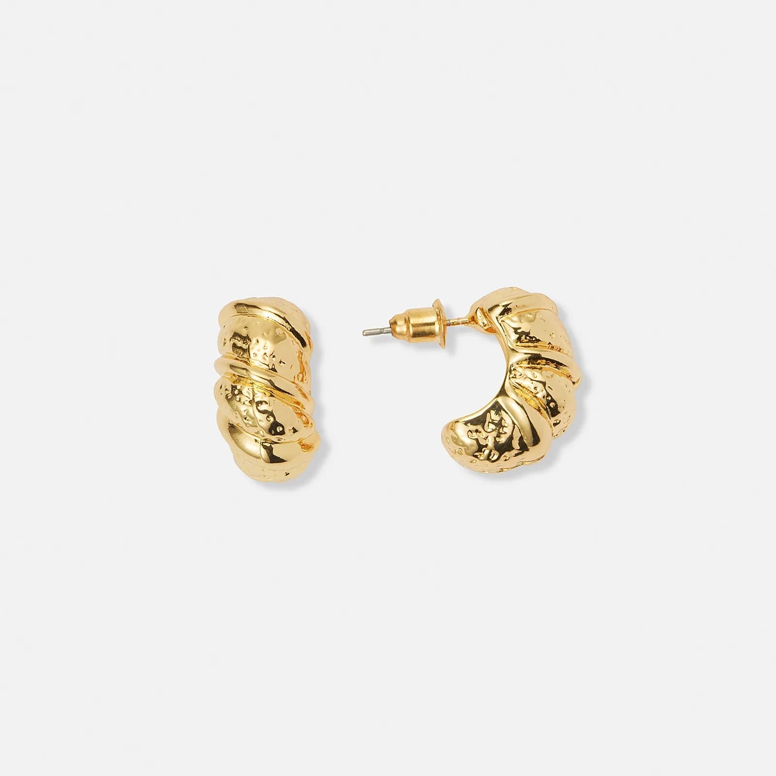 Guldfärgade örhängen, C-hoops croissant - 19 mm