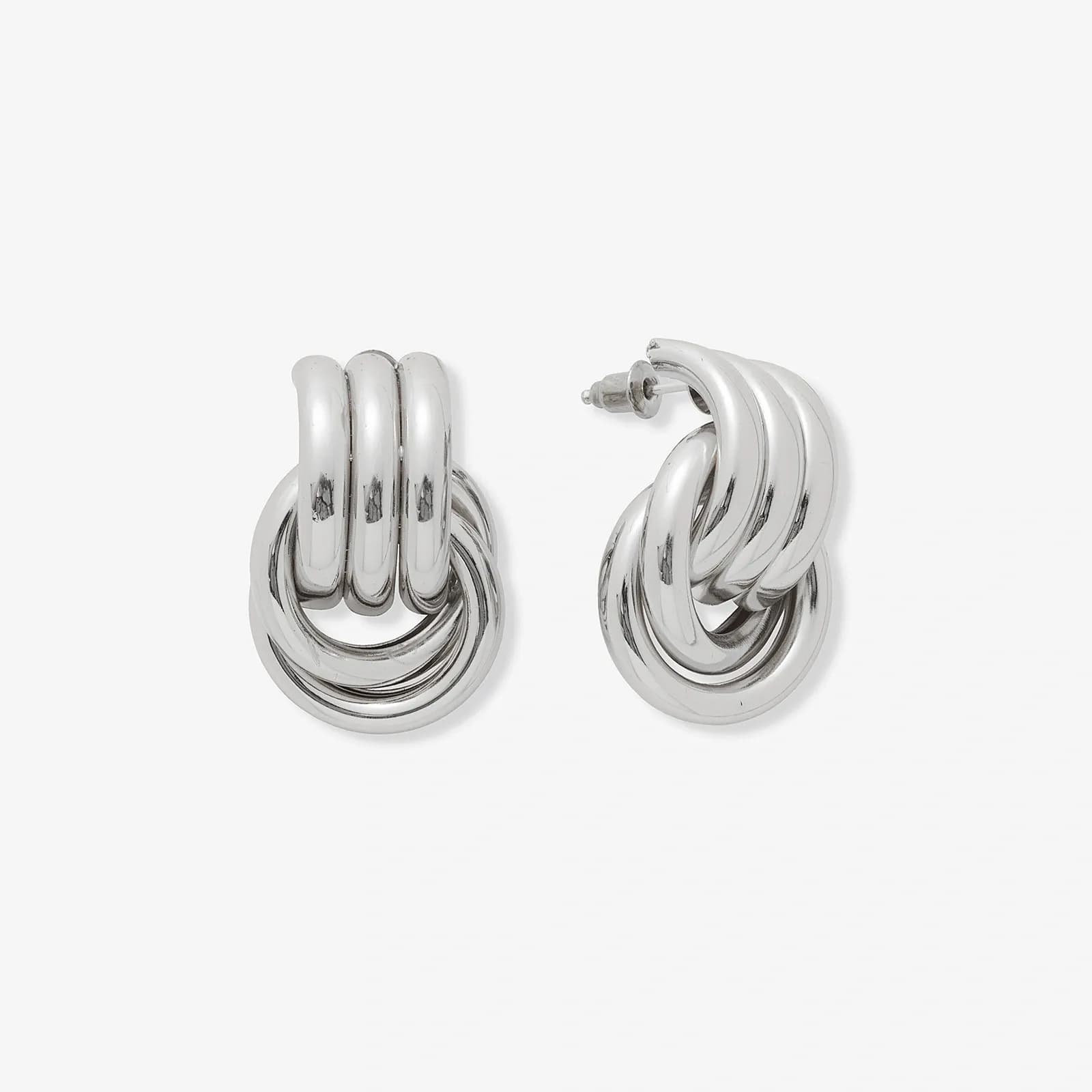 Silverfärgade örhängen, länkade ringar - 30 mm