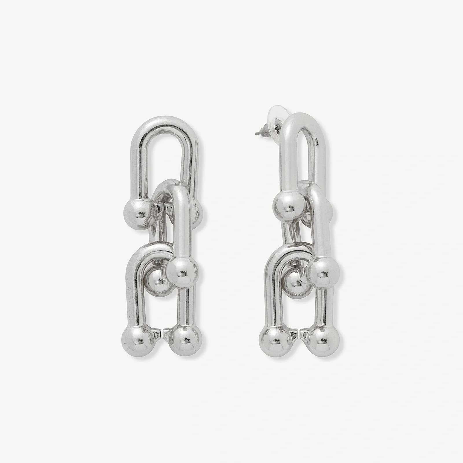 Silverfärgade örhängen, stora U-länkar - 55 mm