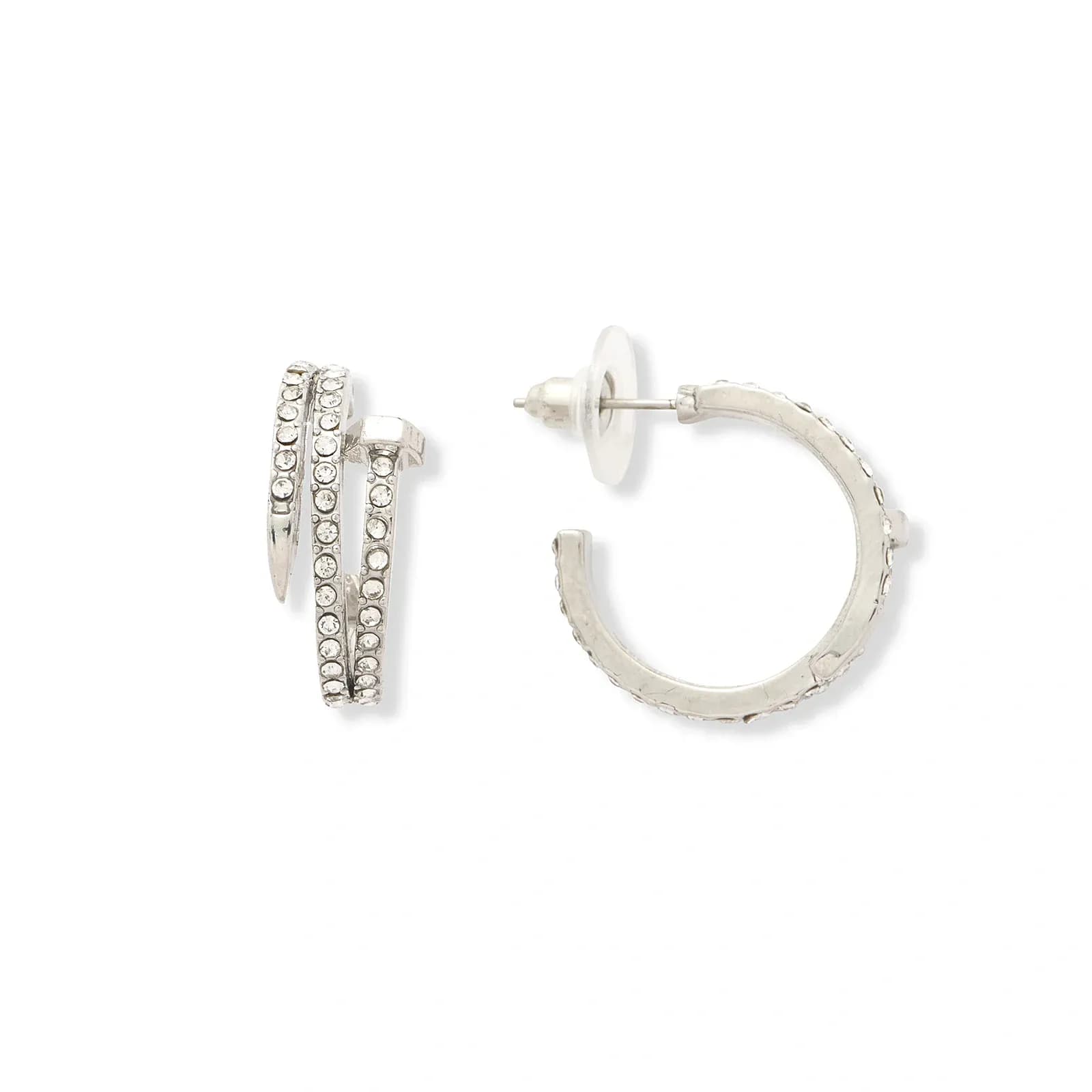 Silverfärgade örhängen, spik med stenar - 21 mm