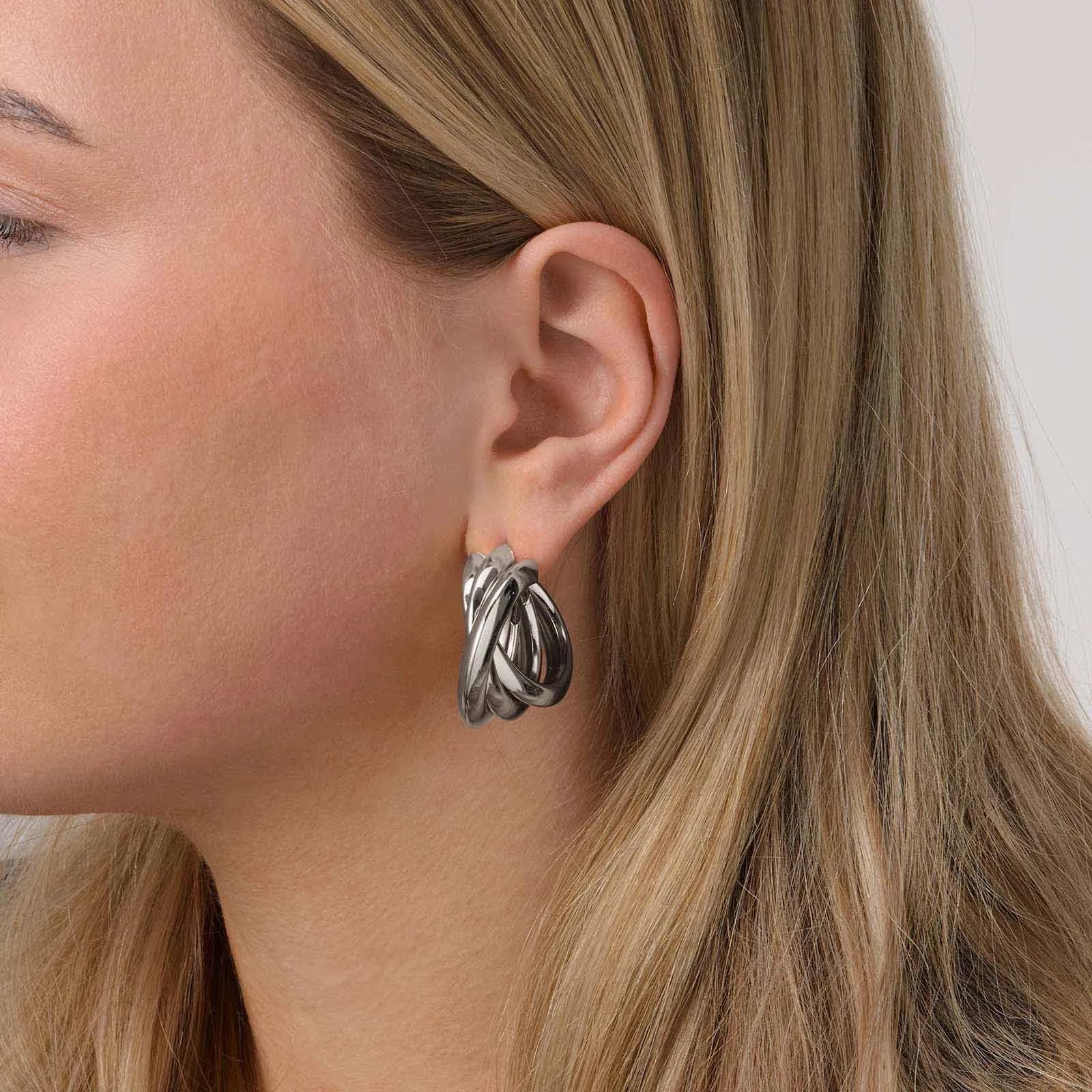 Silverfärgade örhängen, hoops vridna ringar - 40 mm 2