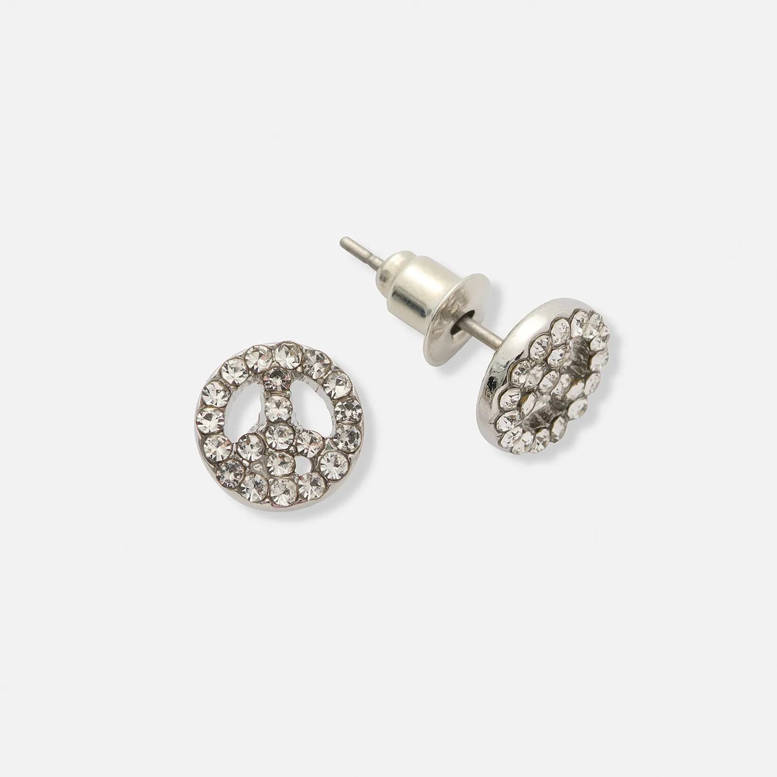 Silverfärgade örhängen, peacetecken - 8 mm