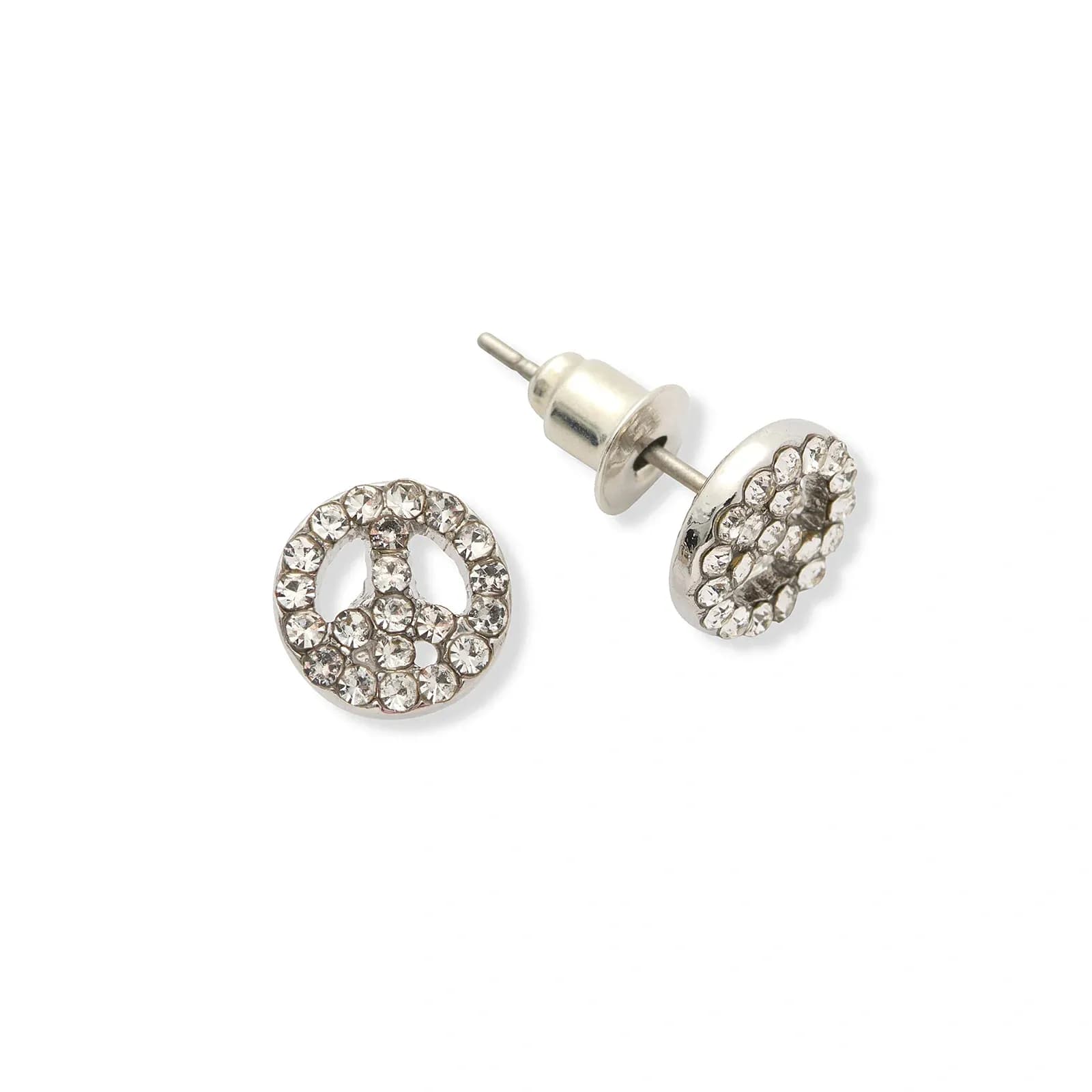 Silverfärgade örhängen, peacetecken - 8 mm