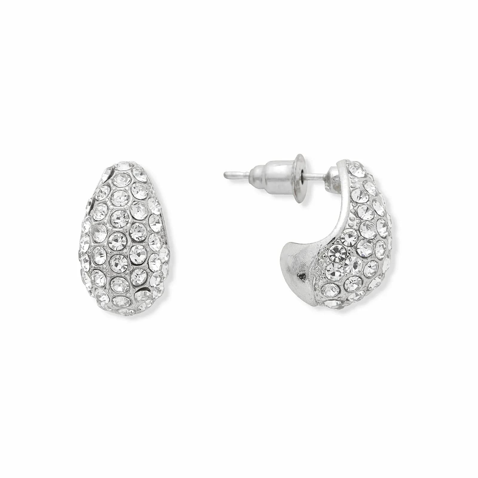Silverfärgade örhängen, droppform med stenar - 14 mm