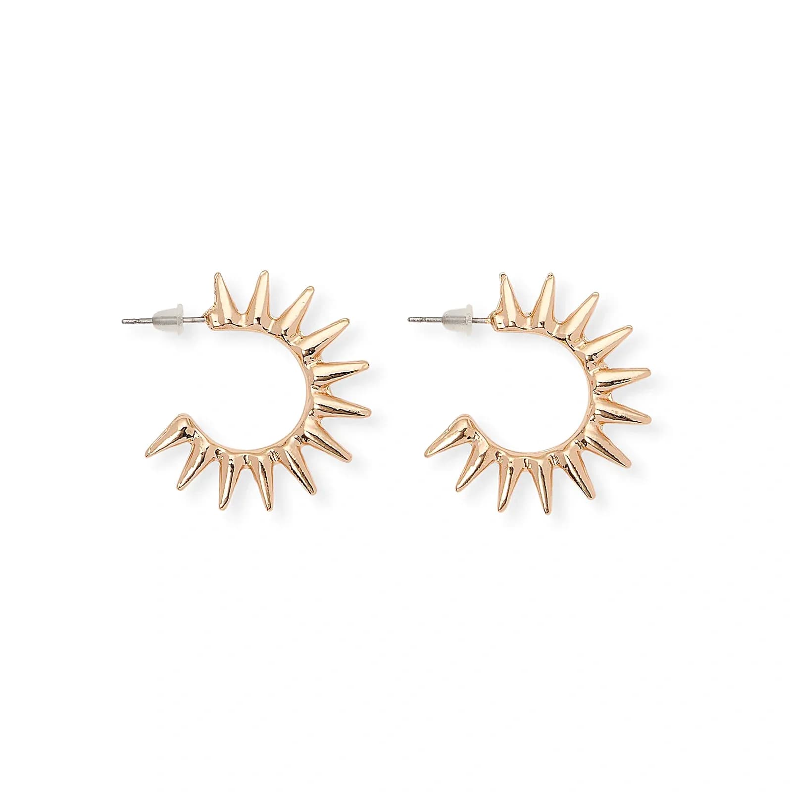 Guldfärgade örhängen - hoops, spikes, 30mm