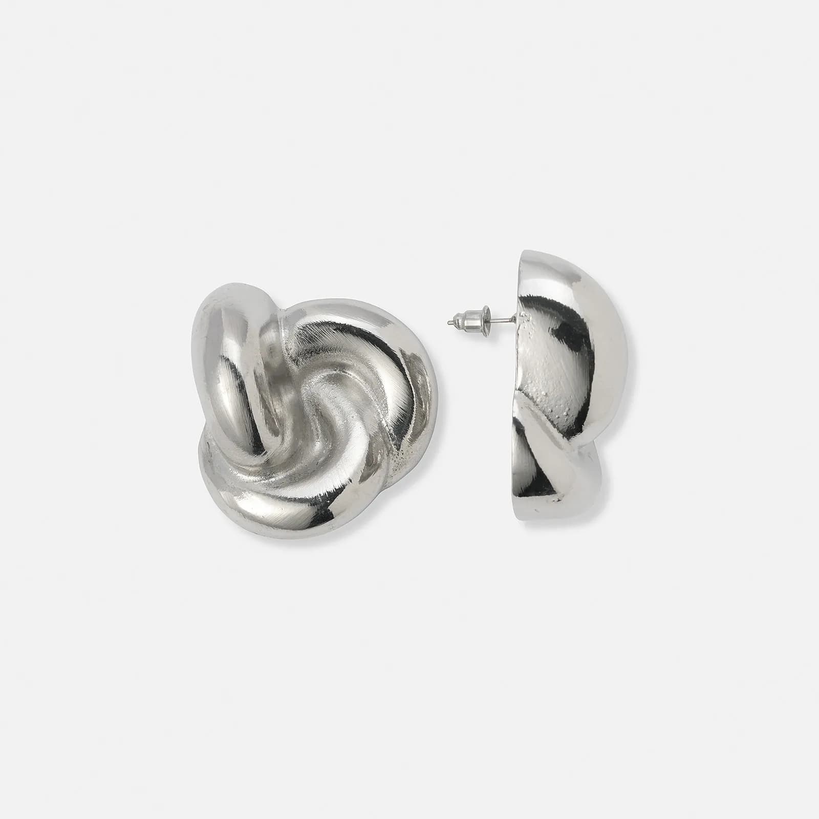 Silverfärgade örhängen stor knut - 40 mm