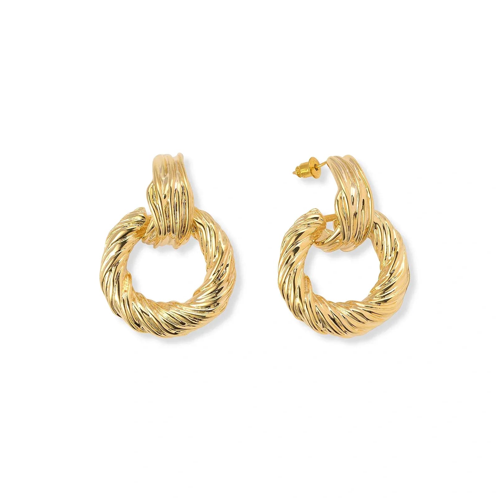 Guldfärgade örhängen vridna ringar - 40x30 mm