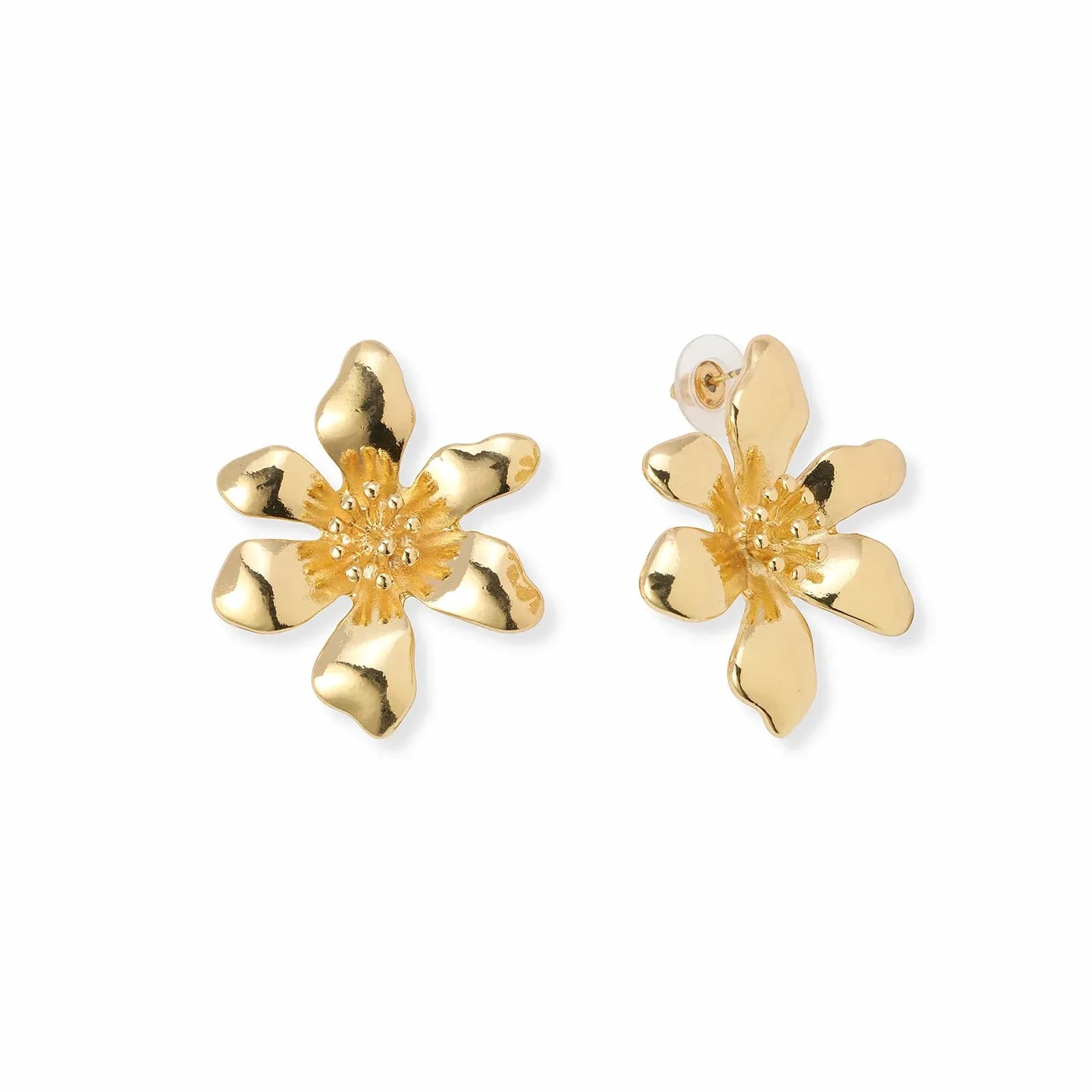 Guldfärgade örhängen stor blomma - 40 mm