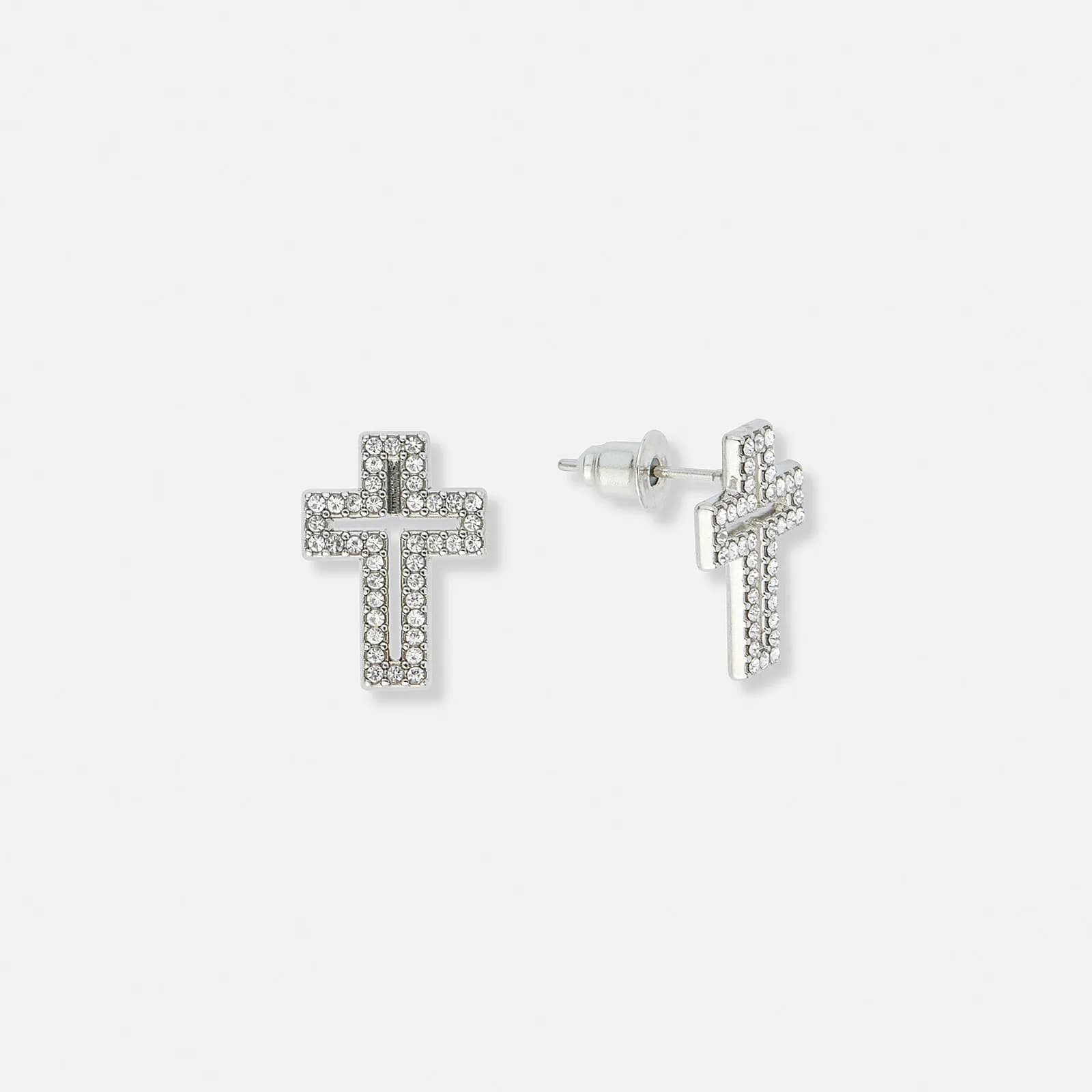 Silverfärgade örhängen öppna kors - 15x11 mm