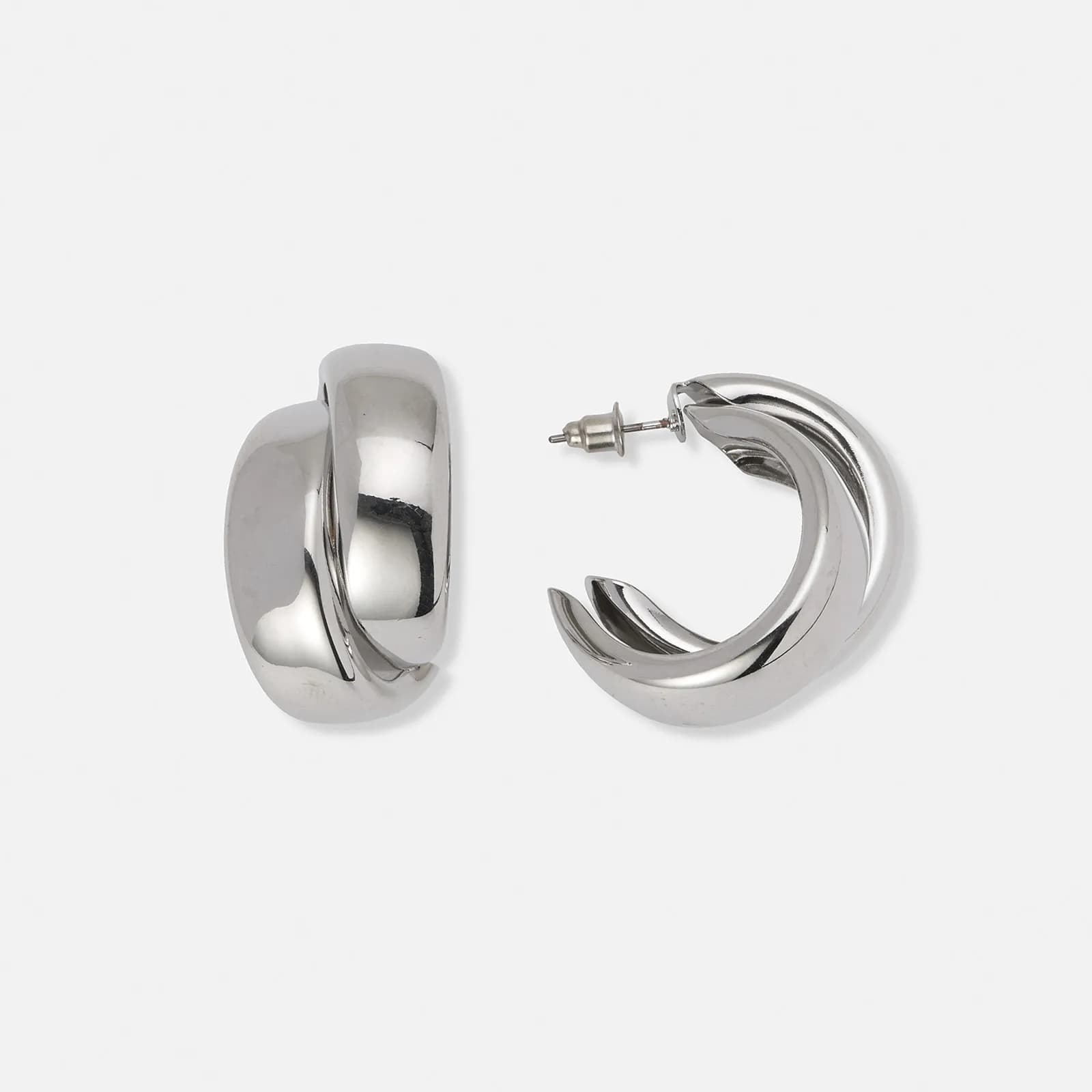 Silverfärgade hoops, dubbla ringar - 35x35 mm
