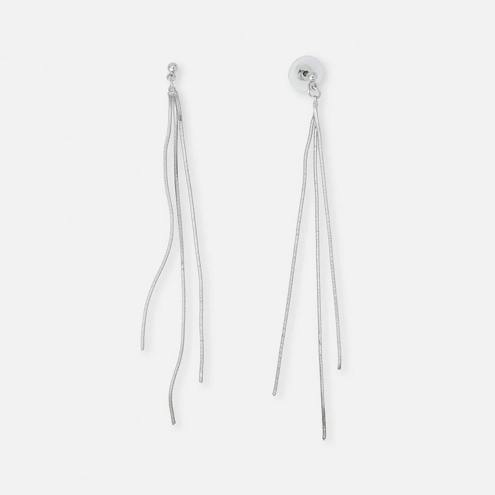 Silverfärgade örhängen, långa kedjor med stift - 0,3x10cm 1